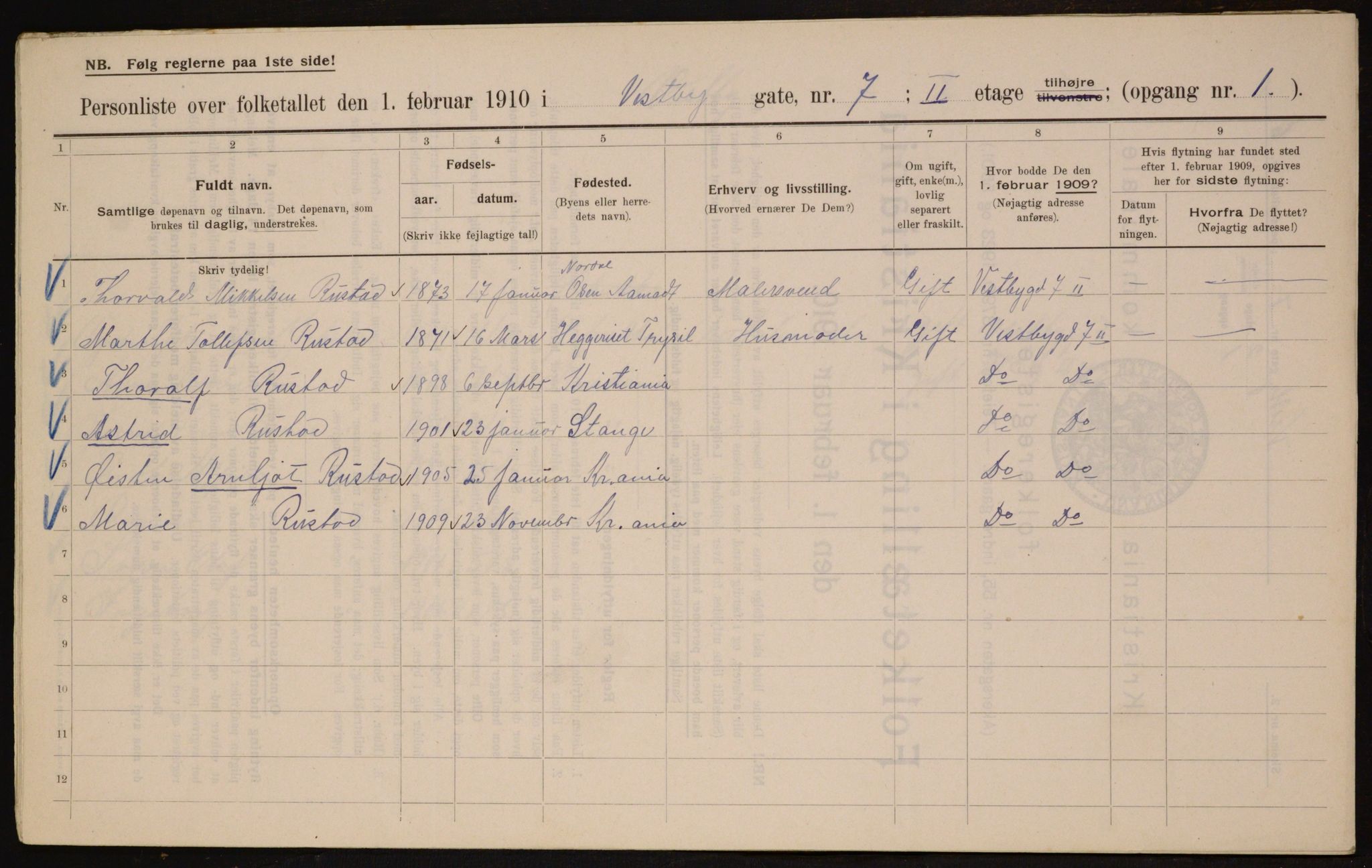 OBA, Kommunal folketelling 1.2.1910 for Kristiania, 1910, s. 115950