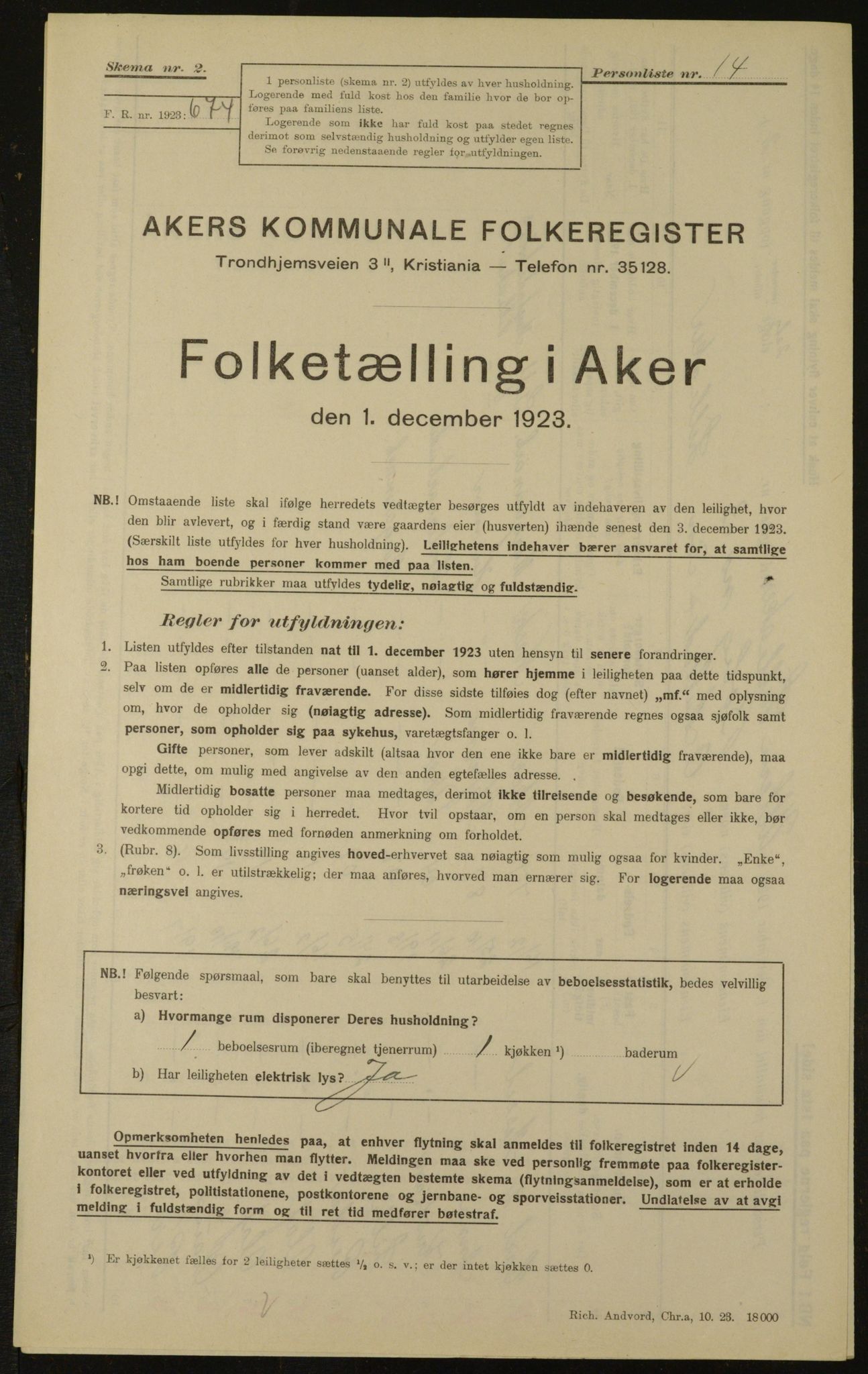 , Kommunal folketelling 1.12.1923 for Aker, 1923, s. 4108