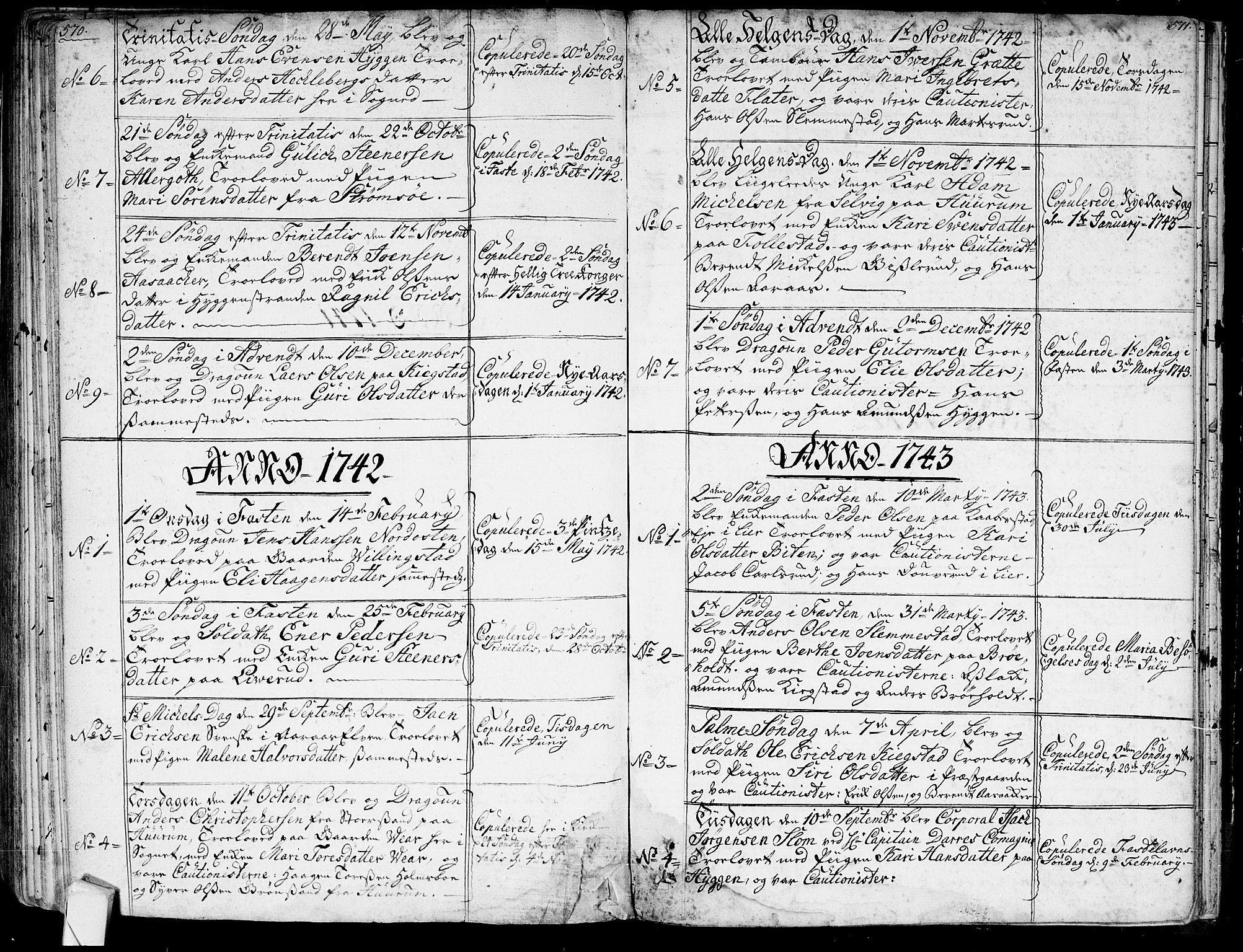 Røyken kirkebøker, AV/SAKO-A-241/G/Ga/L0001: Klokkerbok nr. 1, 1740-1768, s. 570-571