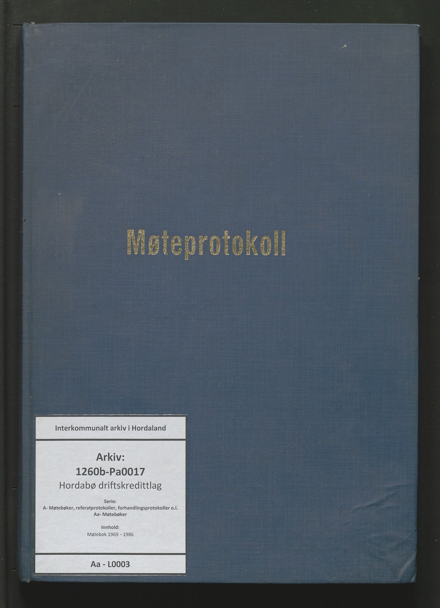 Hordabø driftskredittlag, IKAH/1260b-Pa0017/A/Aa/L0003: Møtebok, 1969-1986