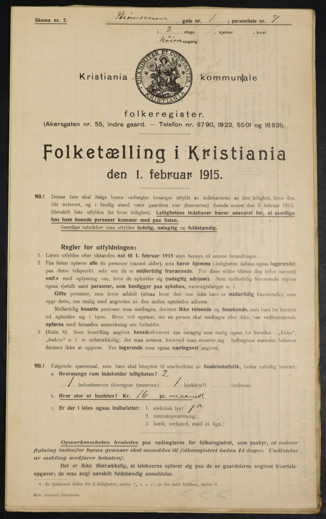 OBA, Kommunal folketelling 1.2.1915 for Kristiania, 1915, s. 104124