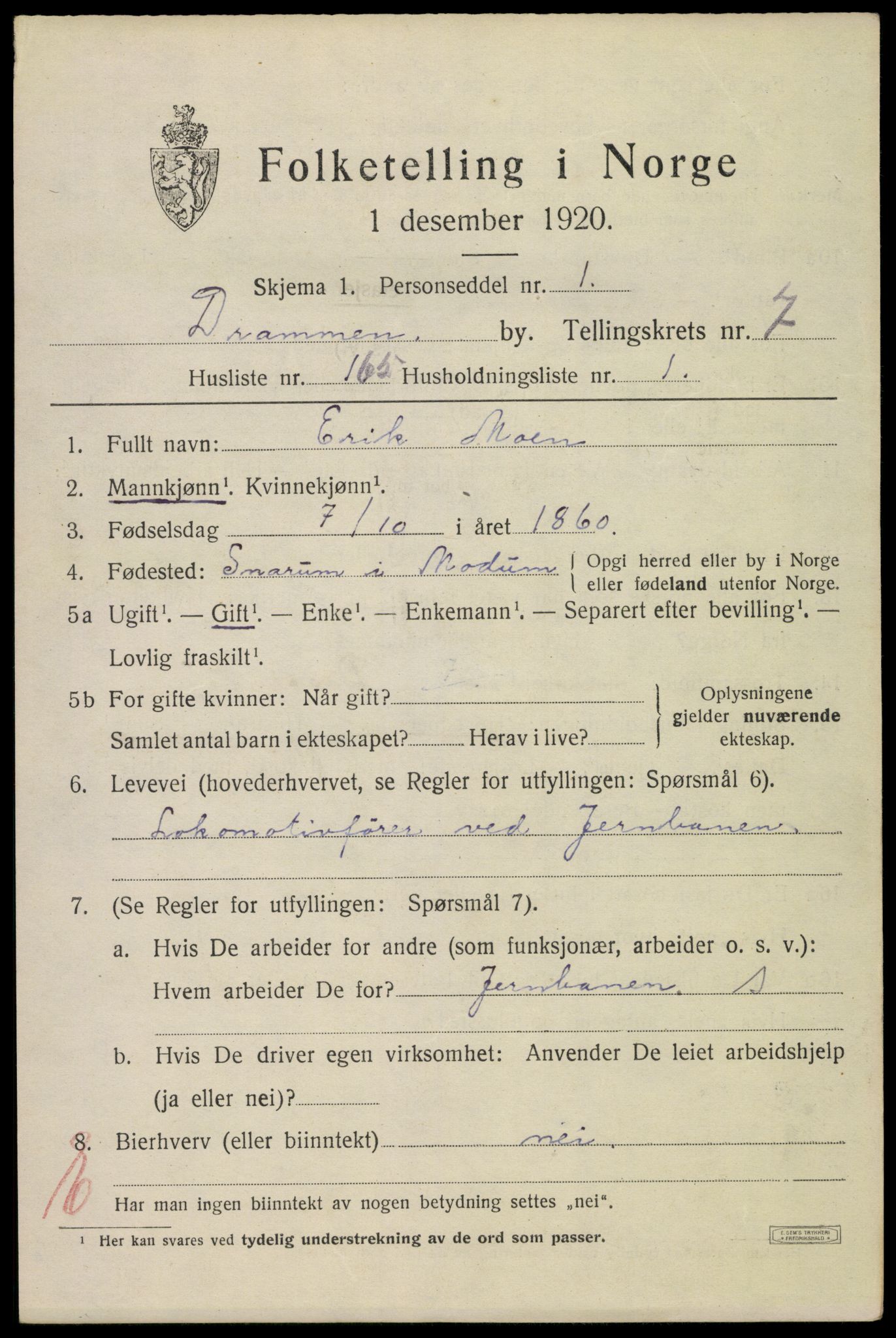 SAKO, Folketelling 1920 for 0602 Drammen kjøpstad, 1920, s. 50153