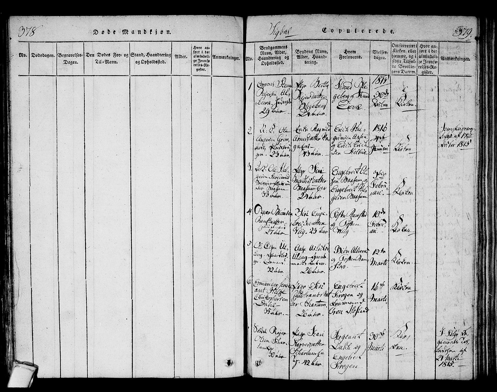 Sigdal kirkebøker, AV/SAKO-A-245/F/Fa/L0005: Ministerialbok nr. I 5 /1, 1815-1829, s. 378-379