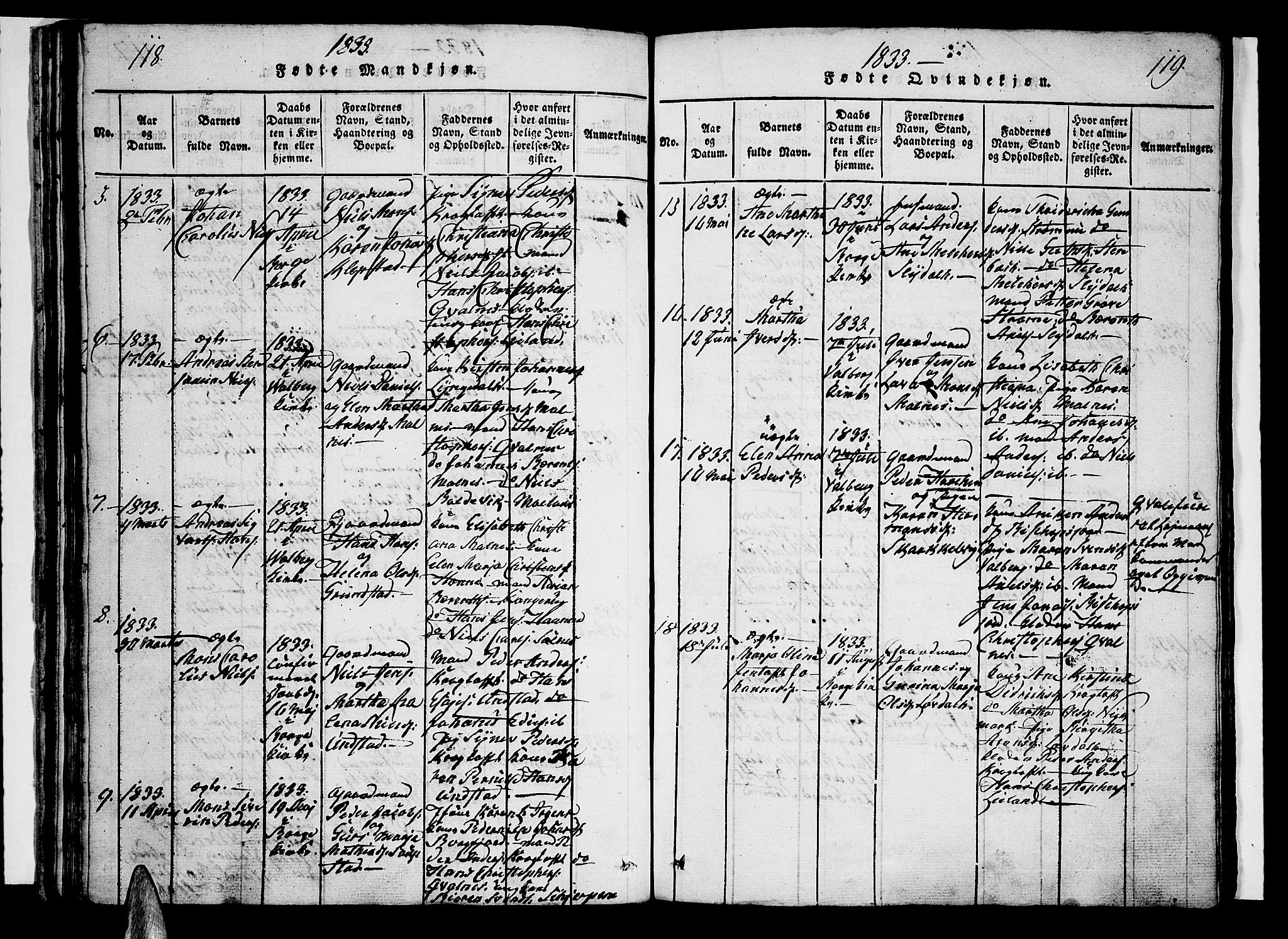 Ministerialprotokoller, klokkerbøker og fødselsregistre - Nordland, SAT/A-1459/880/L1130: Ministerialbok nr. 880A04, 1821-1843, s. 118-119