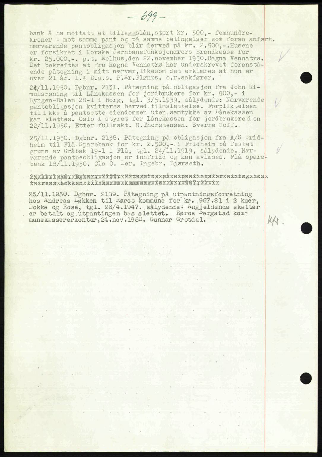 Gauldal sorenskriveri, SAT/A-0014/1/2/2C: Pantebok nr. A11, 1950-1950, Dagboknr: 2131/1950