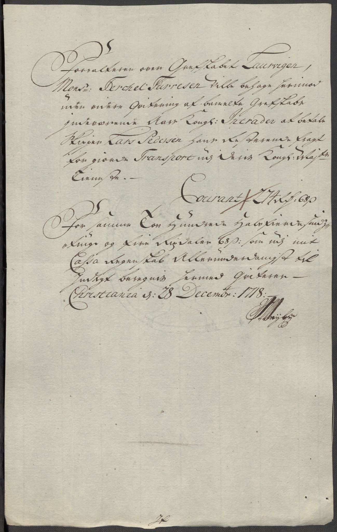 Rentekammeret inntil 1814, Reviderte regnskaper, Fogderegnskap, AV/RA-EA-4092/R33/L1988: Fogderegnskap Larvik grevskap, 1718, s. 293