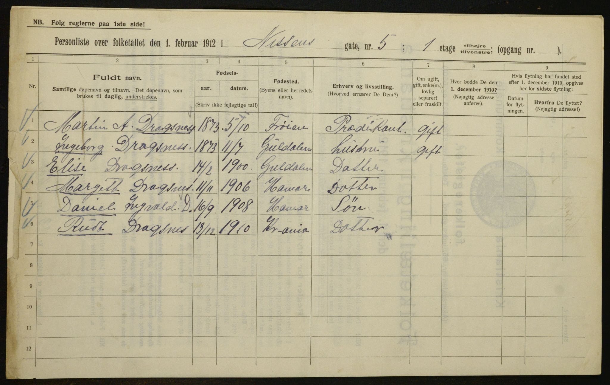 OBA, Kommunal folketelling 1.2.1912 for Kristiania, 1912, s. 71761