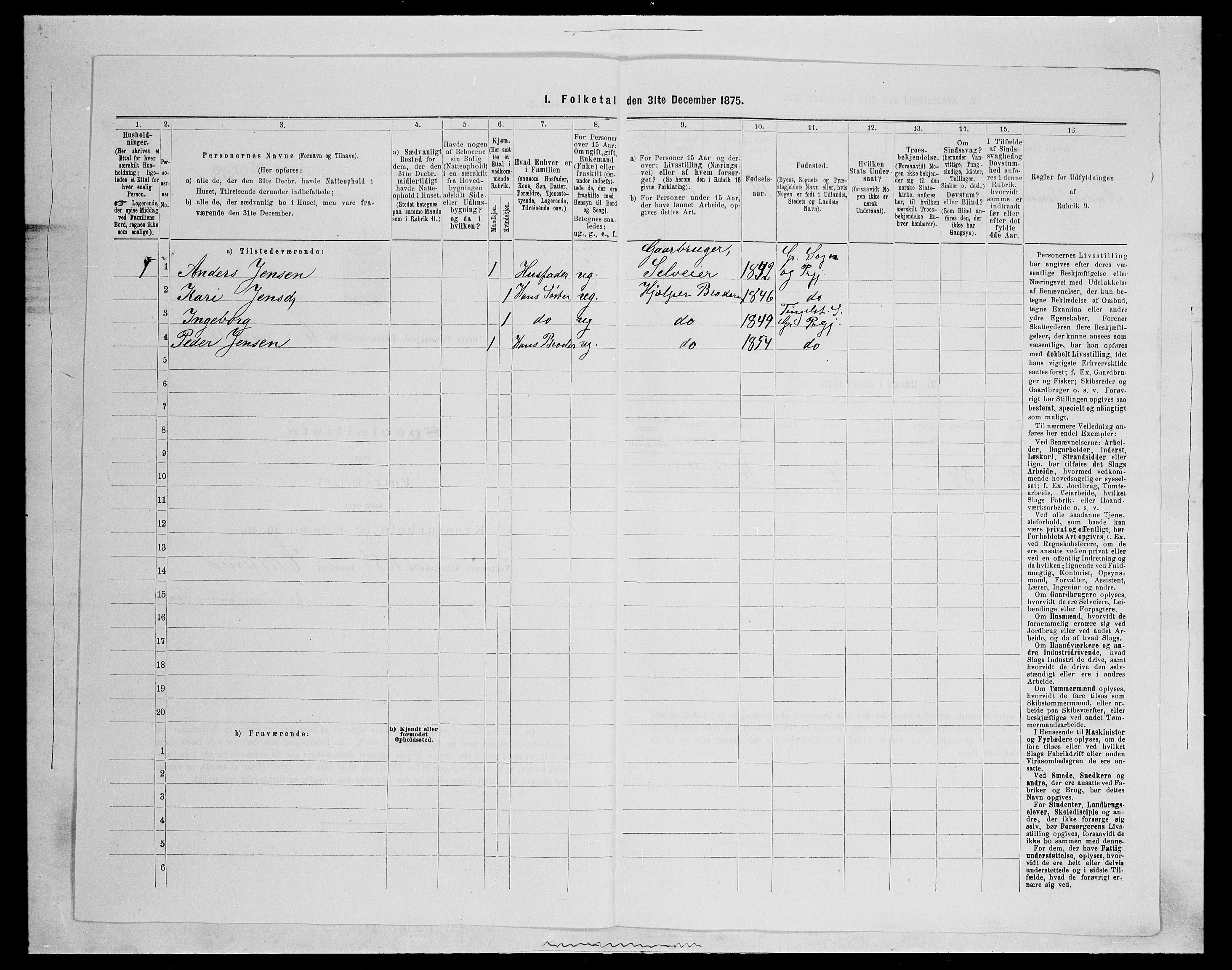 SAH, Folketelling 1875 for 0534P Gran prestegjeld, 1875, s. 1050
