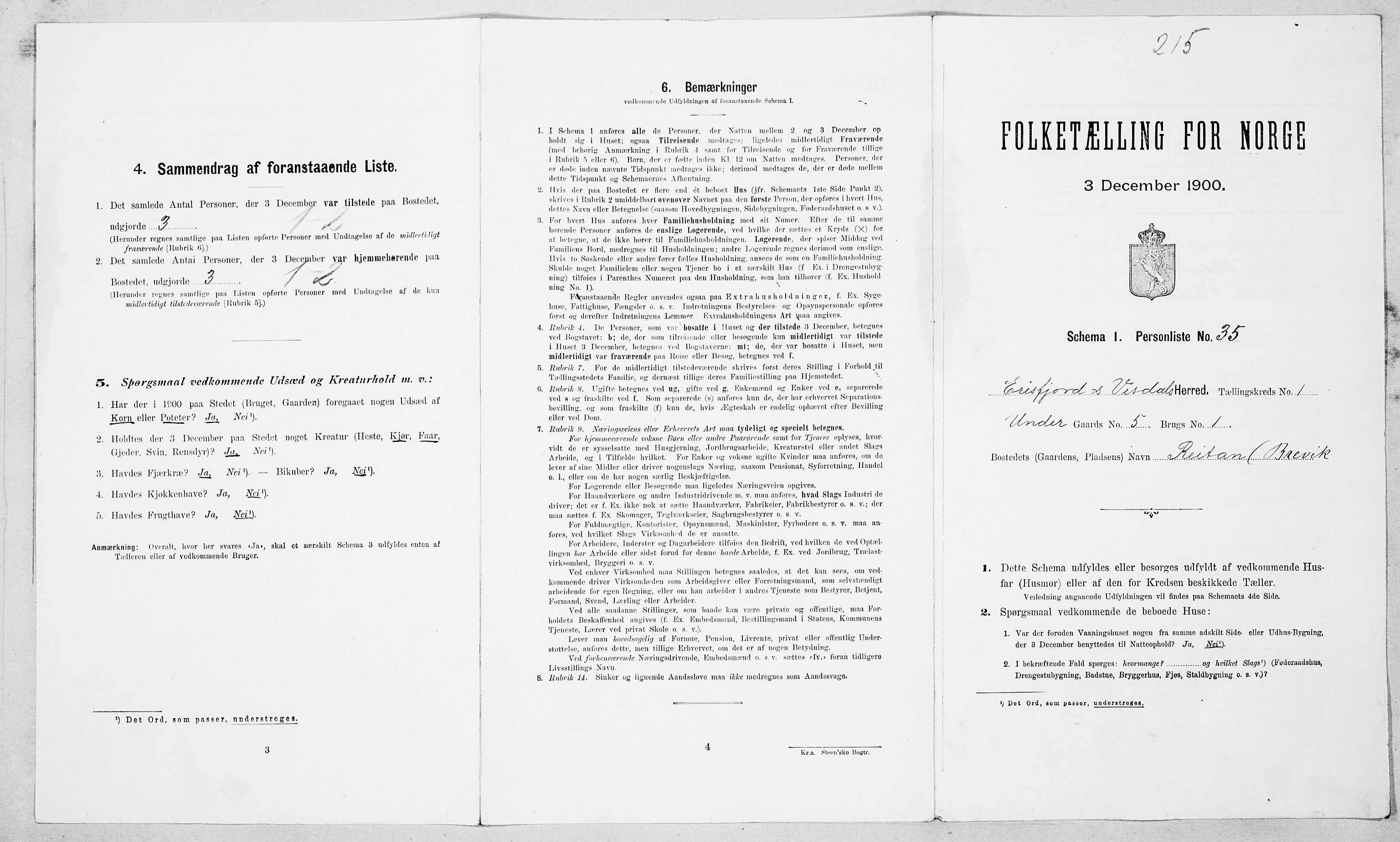 SAT, Folketelling 1900 for 1542 Eresfjord og Vistdal herred, 1900, s. 119