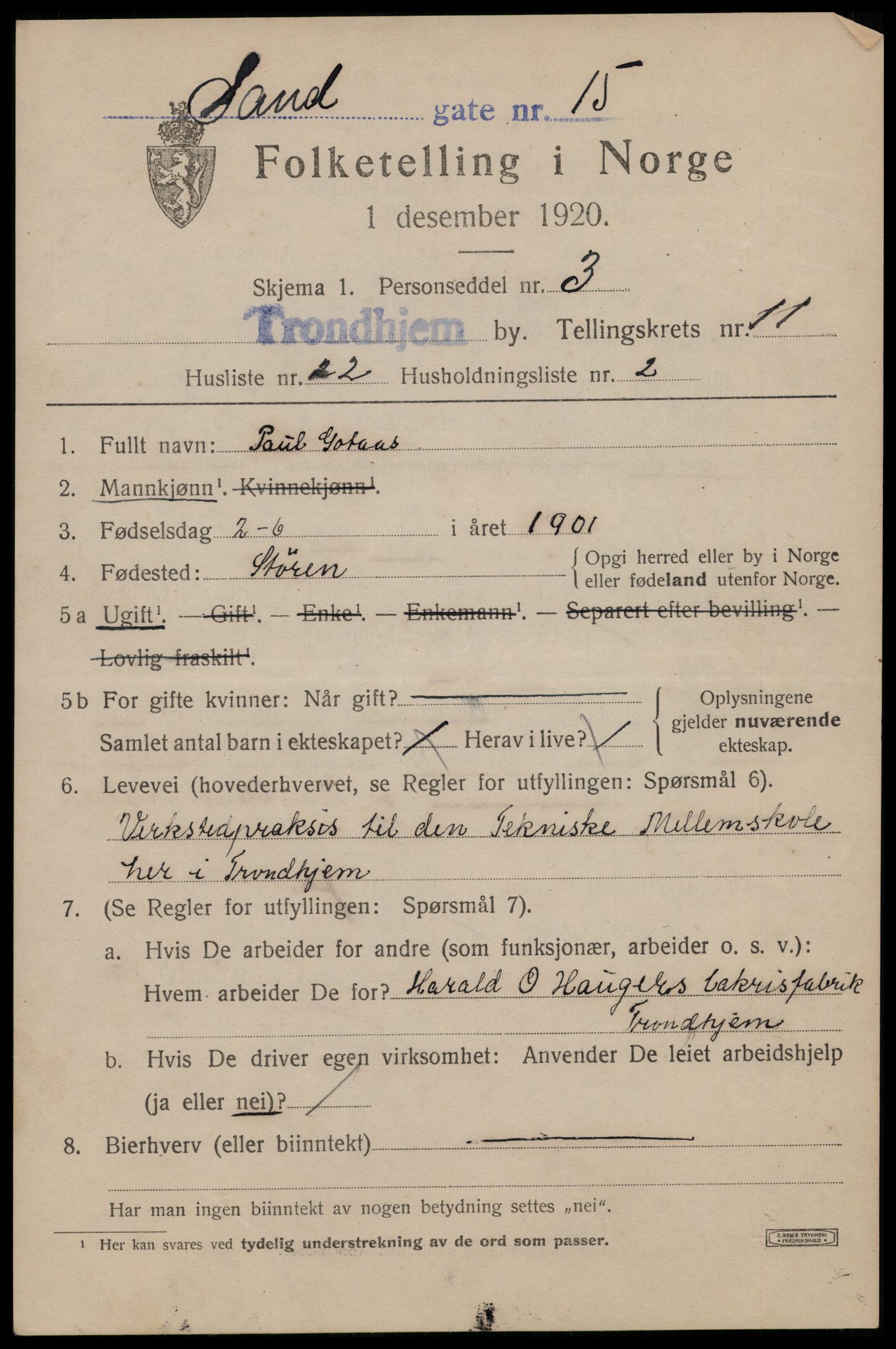 SAT, Folketelling 1920 for 1601 Trondheim kjøpstad, 1920, s. 46352