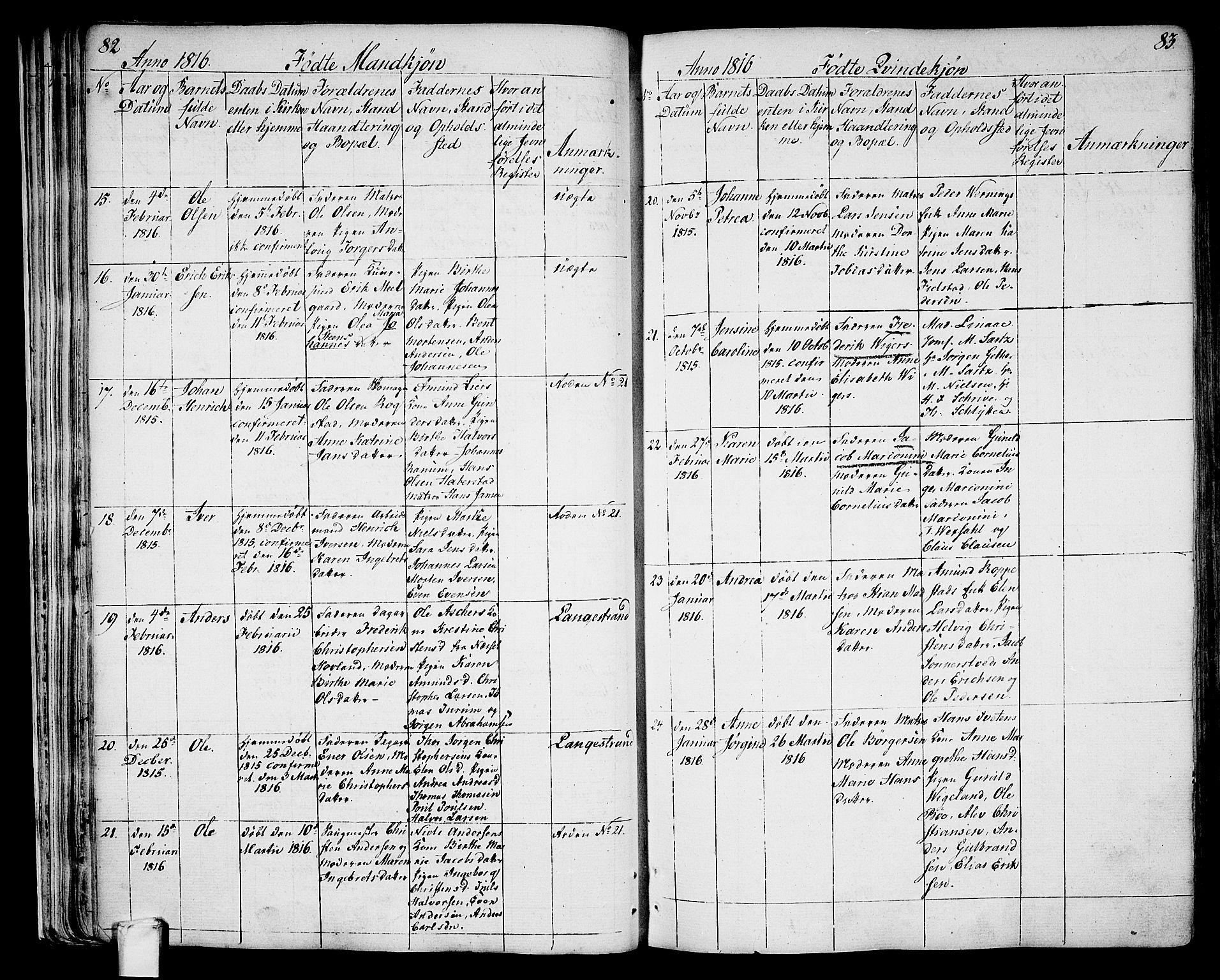 Larvik kirkebøker, AV/SAKO-A-352/G/Ga/L0002: Klokkerbok nr. I 2, 1807-1830, s. 82-83