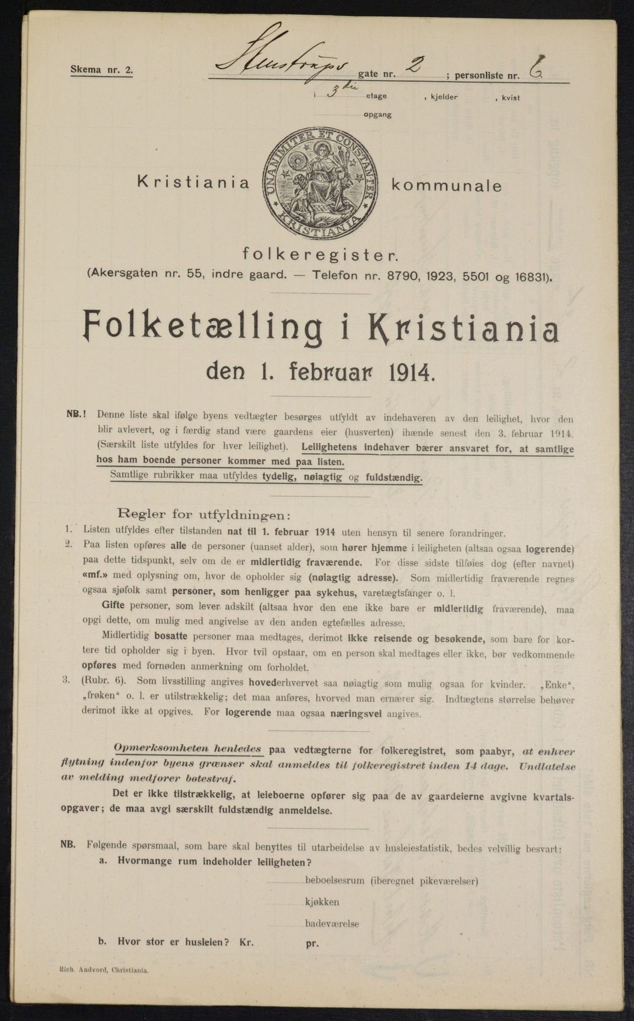 OBA, Kommunal folketelling 1.2.1914 for Kristiania, 1914, s. 100815