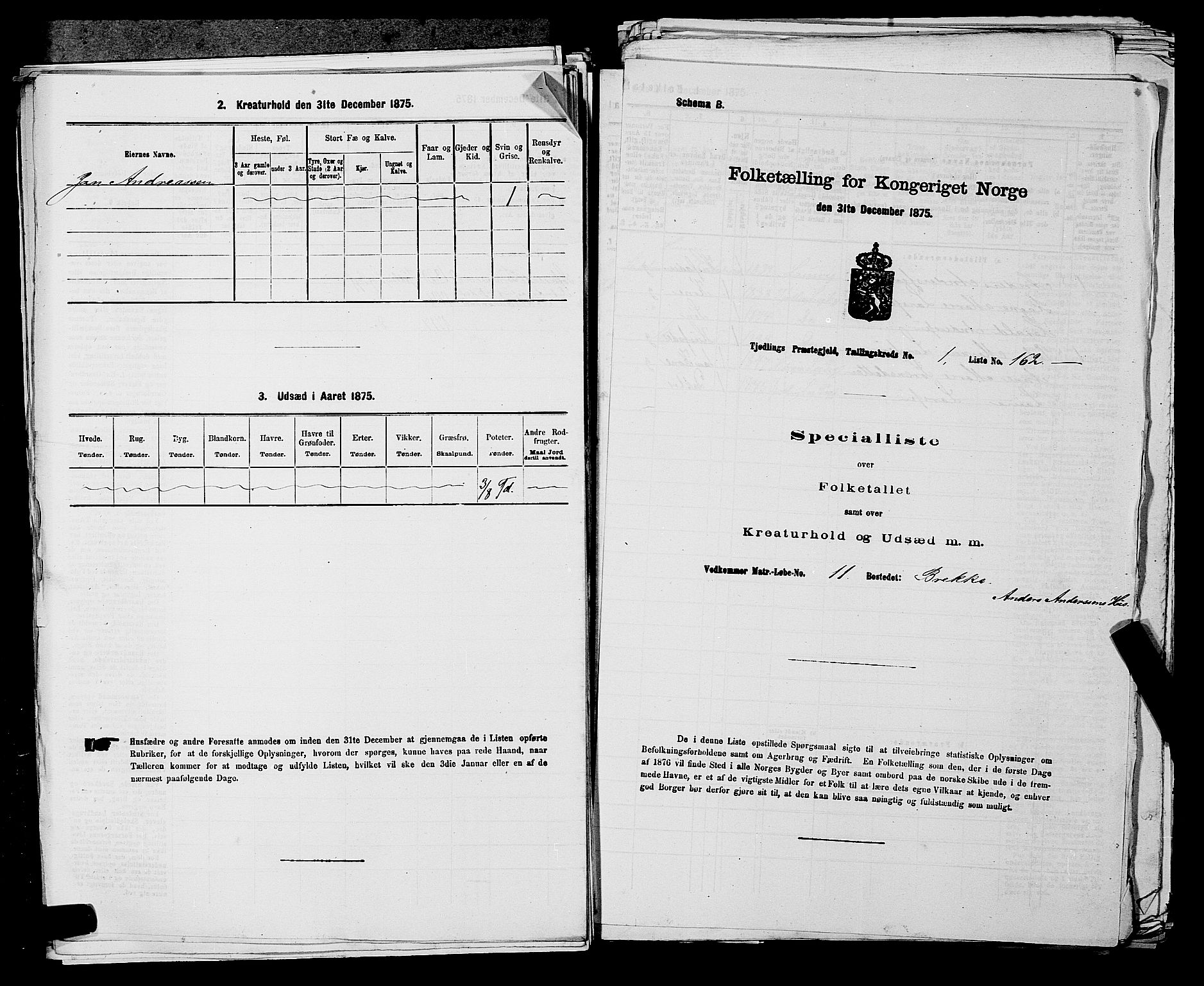 SAKO, Folketelling 1875 for 0725P Tjølling prestegjeld, 1875, s. 384