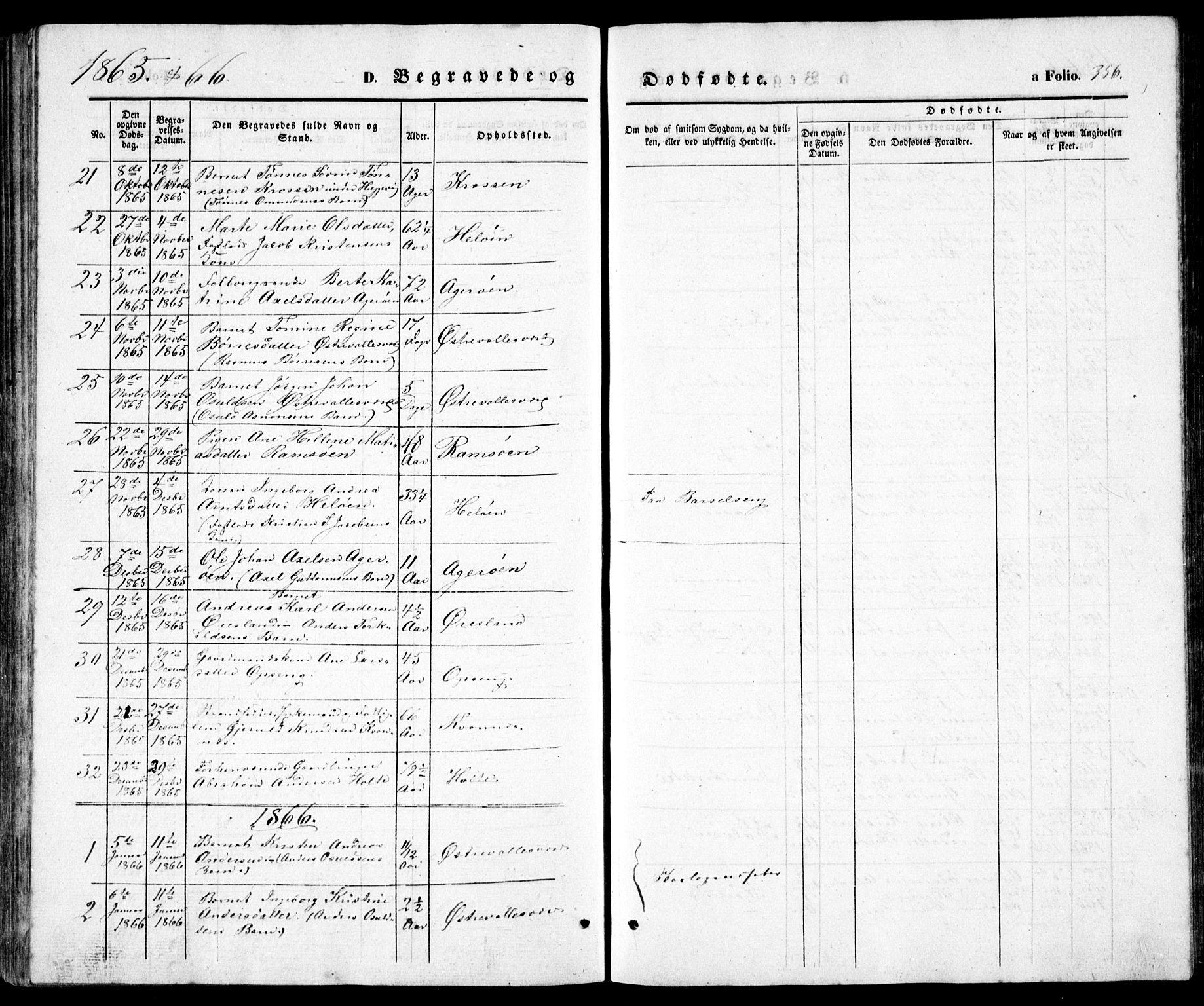 Høvåg sokneprestkontor, AV/SAK-1111-0025/F/Fb/L0002: Klokkerbok nr. B 2, 1847-1869, s. 356