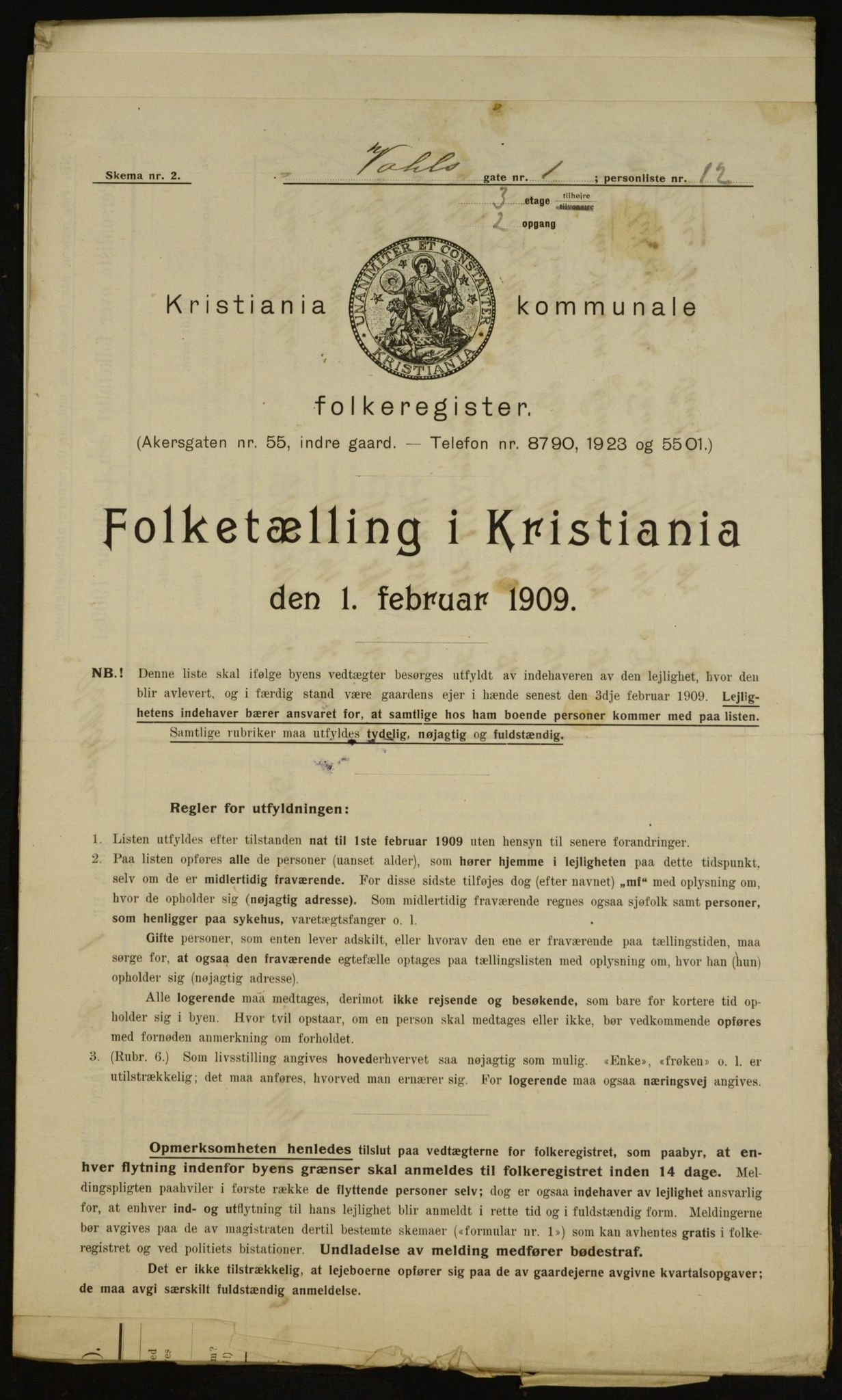 OBA, Kommunal folketelling 1.2.1909 for Kristiania kjøpstad, 1909, s. 110146