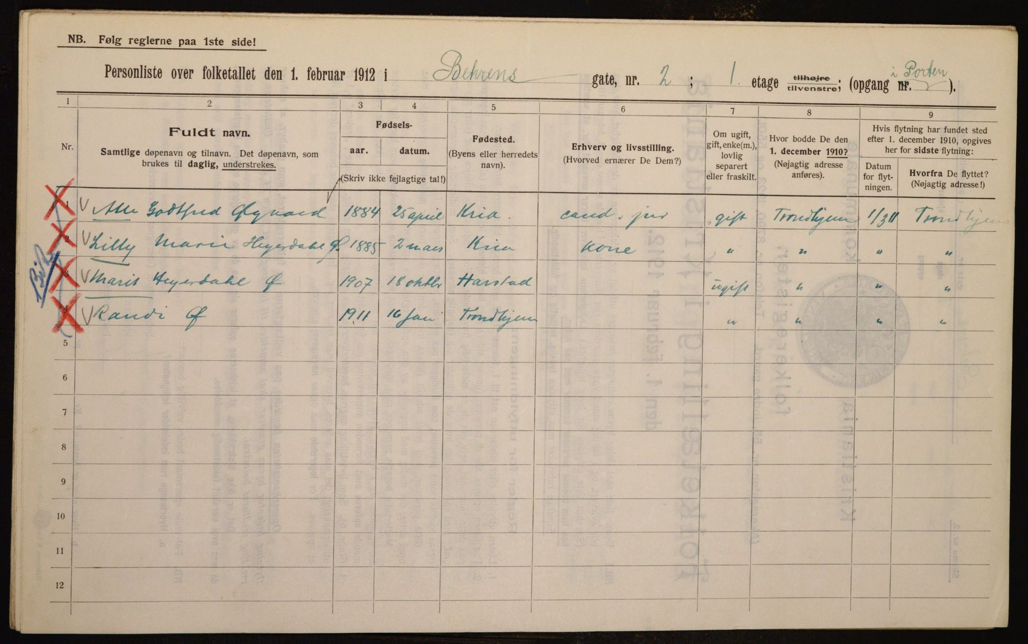 OBA, Kommunal folketelling 1.2.1912 for Kristiania, 1912, s. 3267