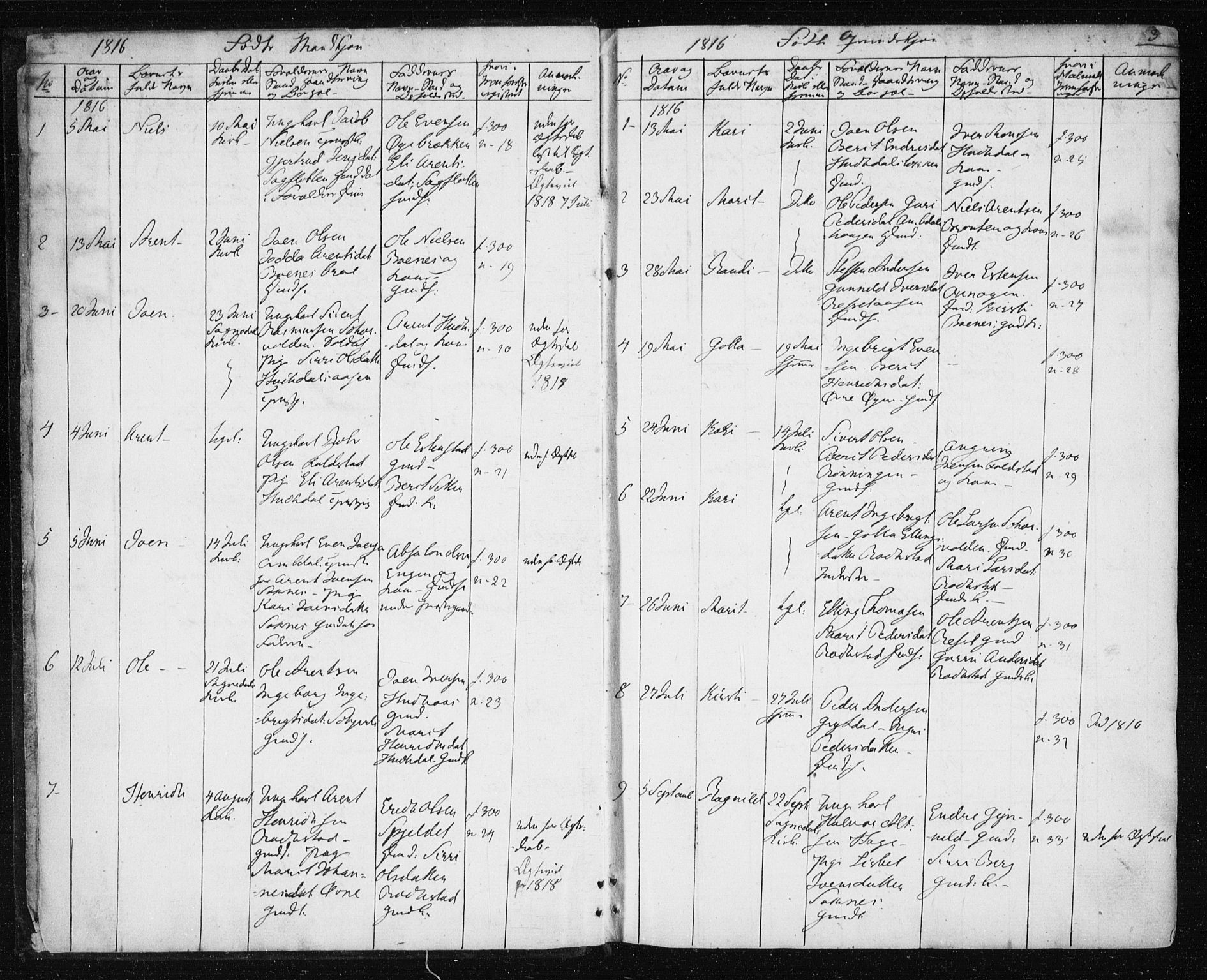 Ministerialprotokoller, klokkerbøker og fødselsregistre - Sør-Trøndelag, SAT/A-1456/687/L1017: Klokkerbok nr. 687C01, 1816-1837, s. 3