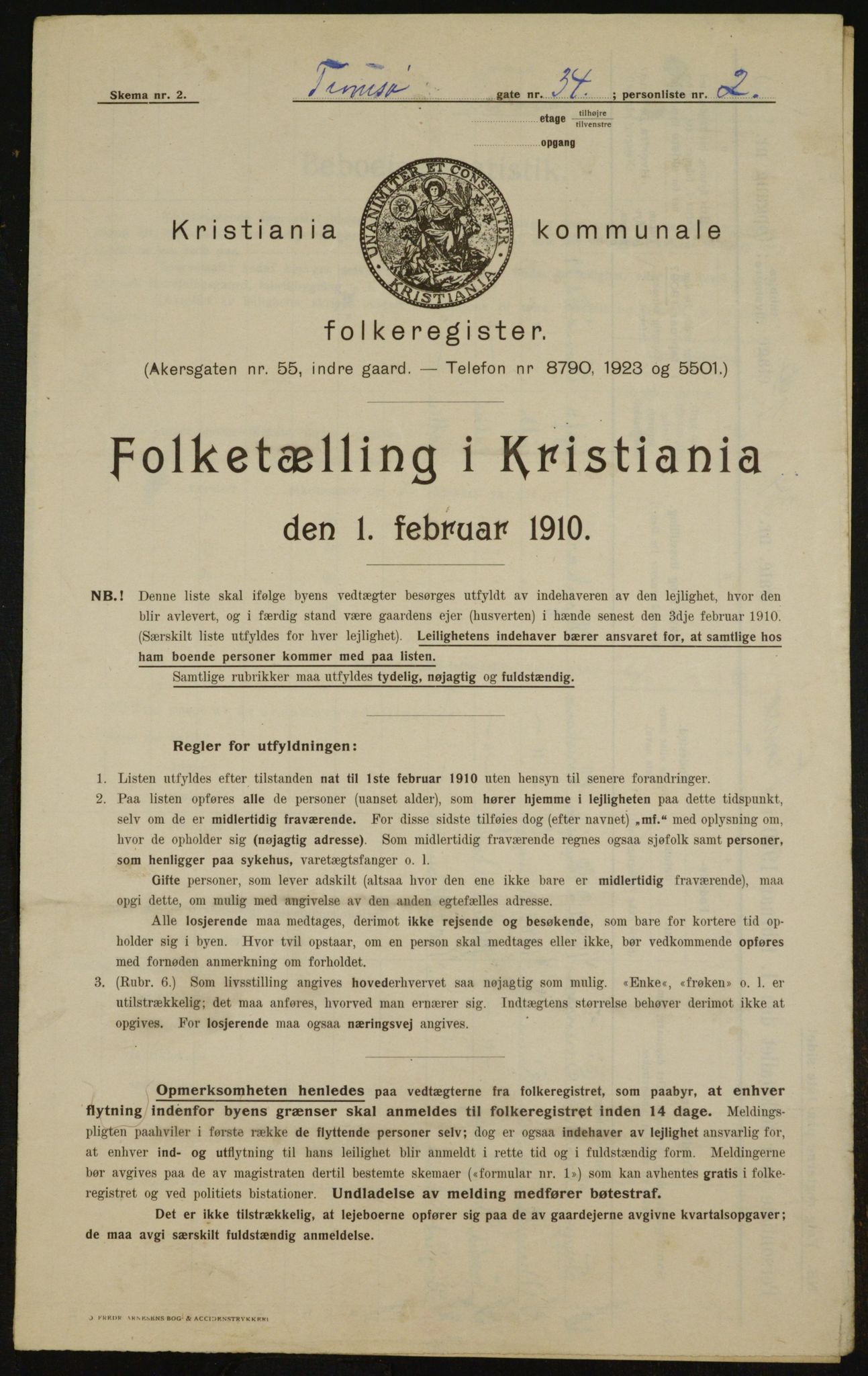 OBA, Kommunal folketelling 1.2.1910 for Kristiania, 1910, s. 110078