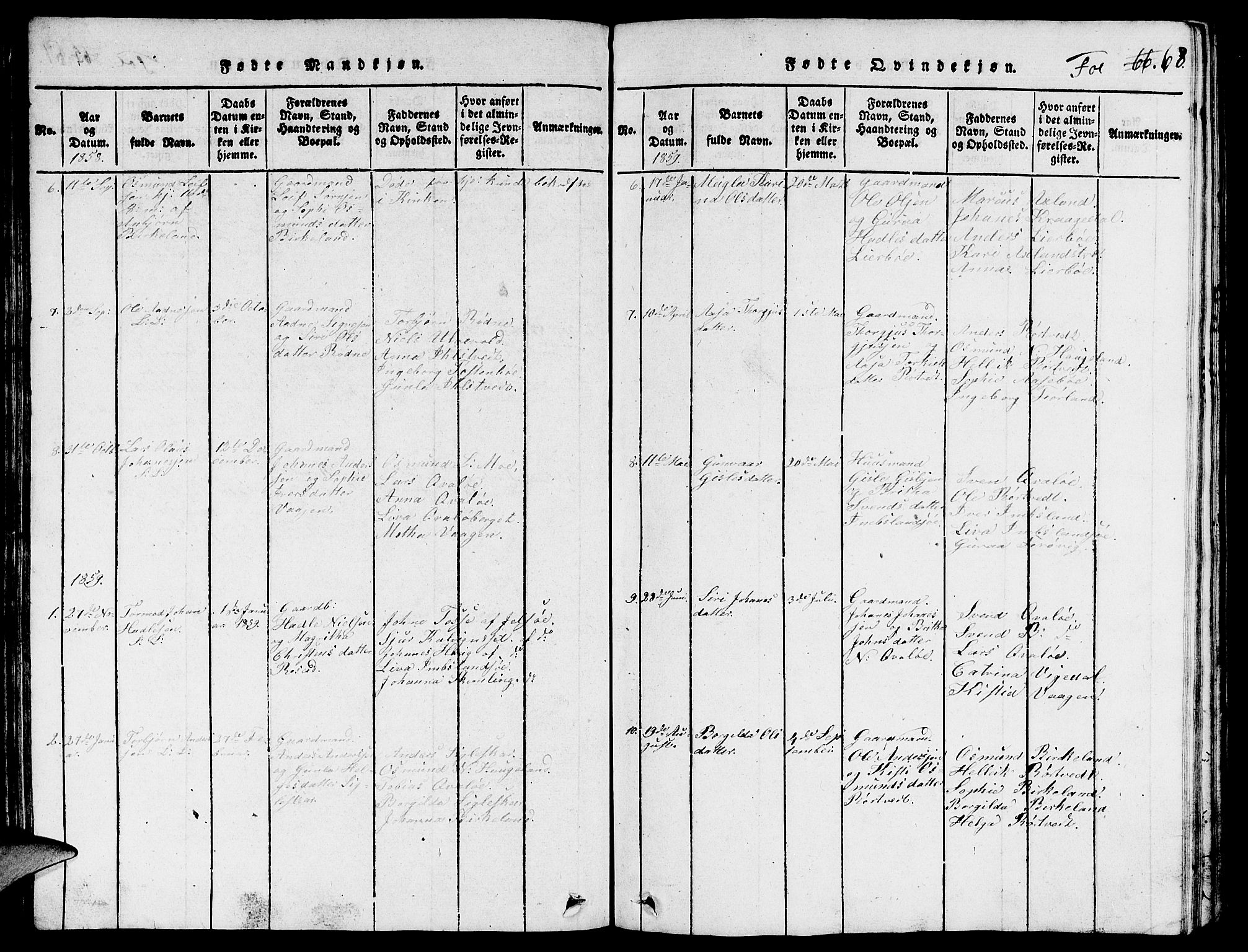 Vikedal sokneprestkontor, AV/SAST-A-101840/01/V: Klokkerbok nr. B 3, 1816-1867, s. 68