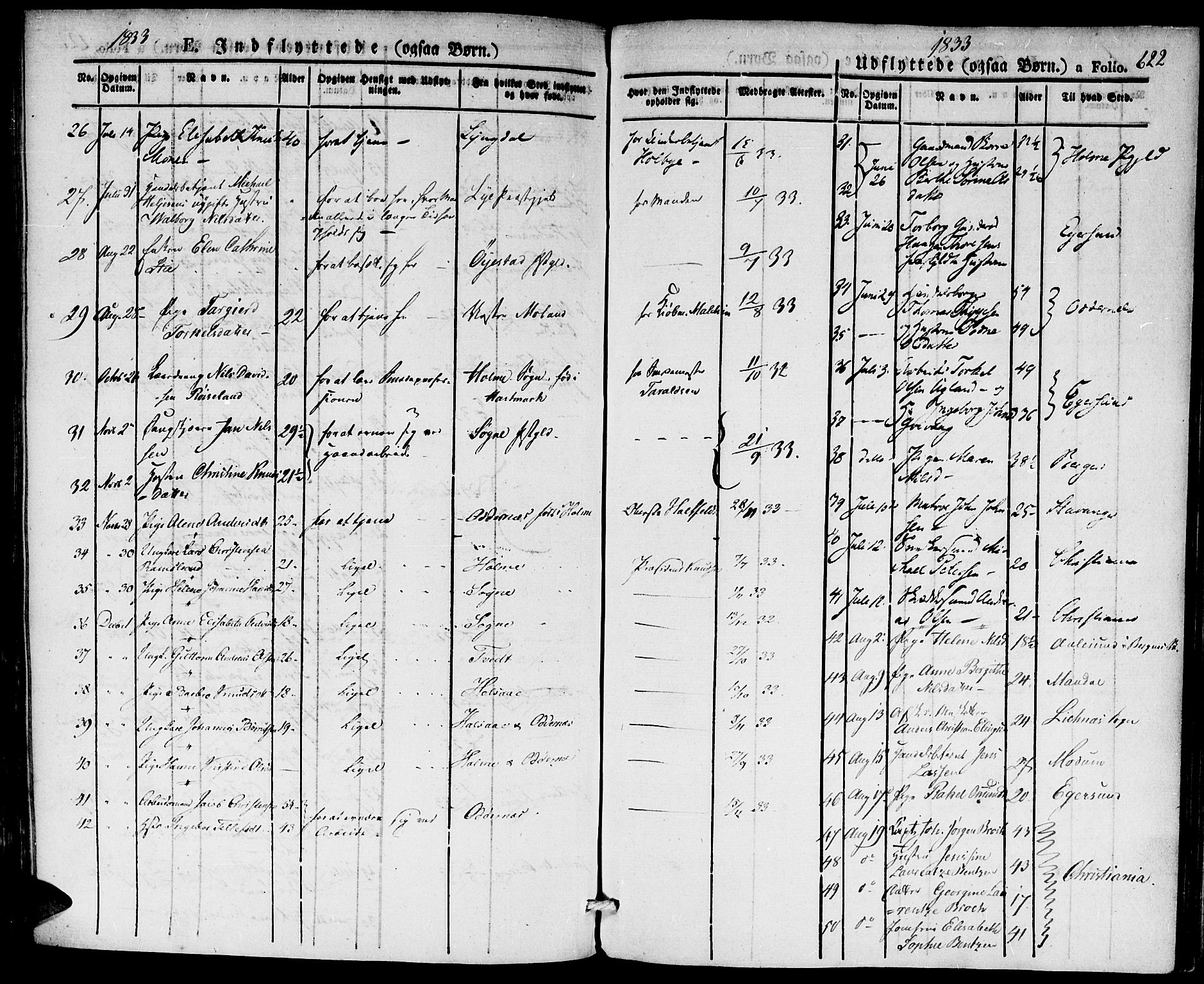 Kristiansand domprosti, AV/SAK-1112-0006/F/Fa/L0011: Ministerialbok nr. A 11, 1827-1841, s. 622