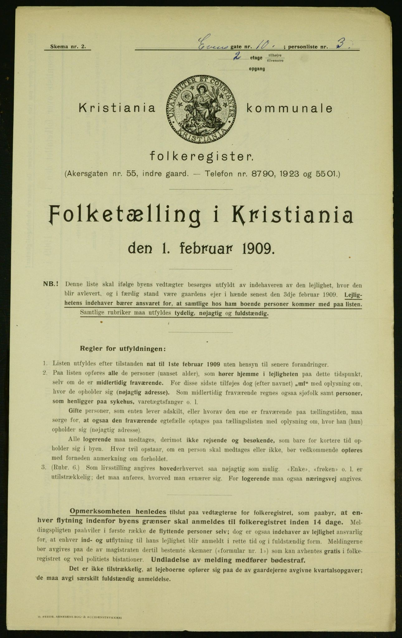 OBA, Kommunal folketelling 1.2.1909 for Kristiania kjøpstad, 1909, s. 20667