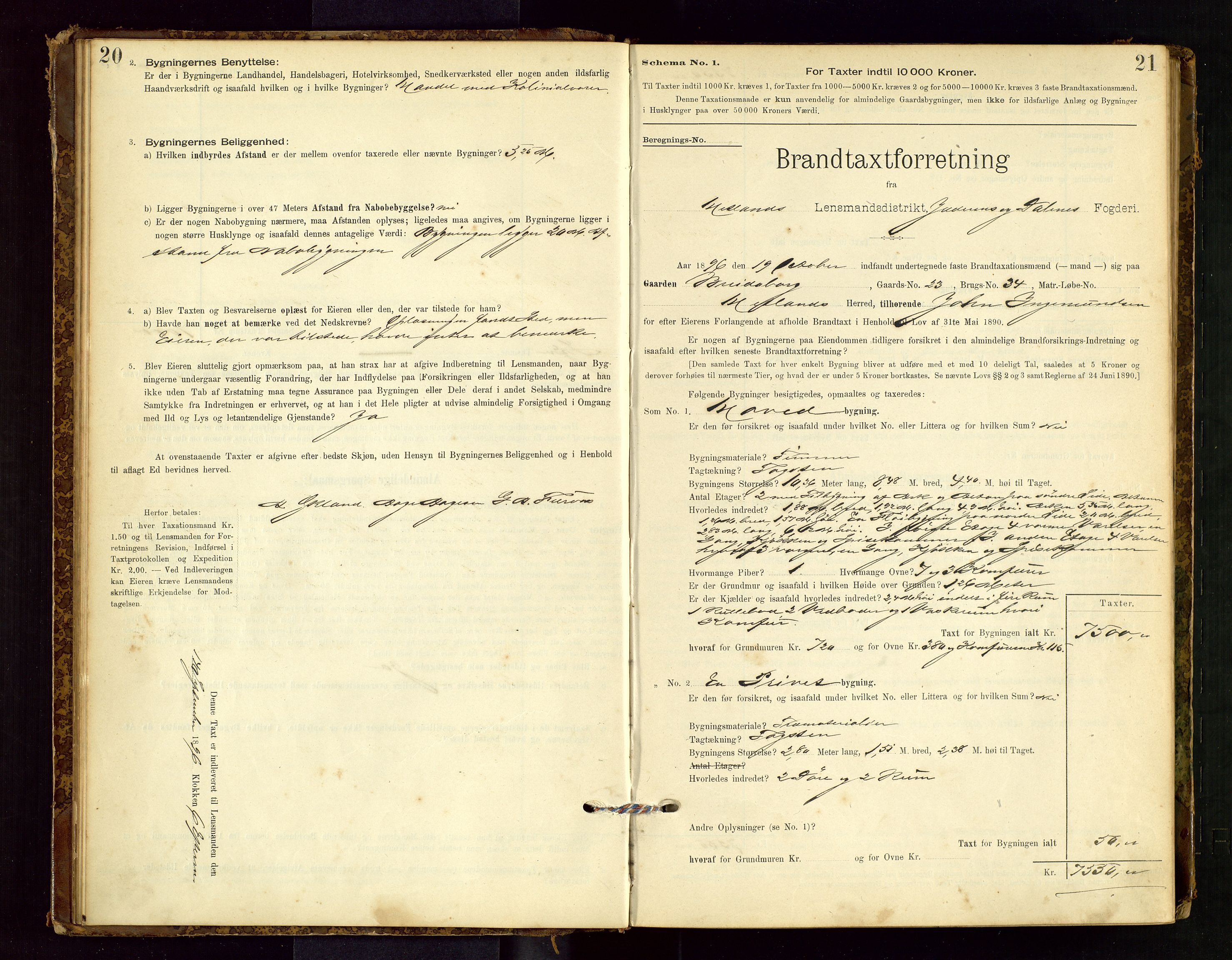 Hetland lensmannskontor, AV/SAST-A-100101/Gob/L0001: "Brandtaxationsprotokol", 1895-1918, s. 20-21