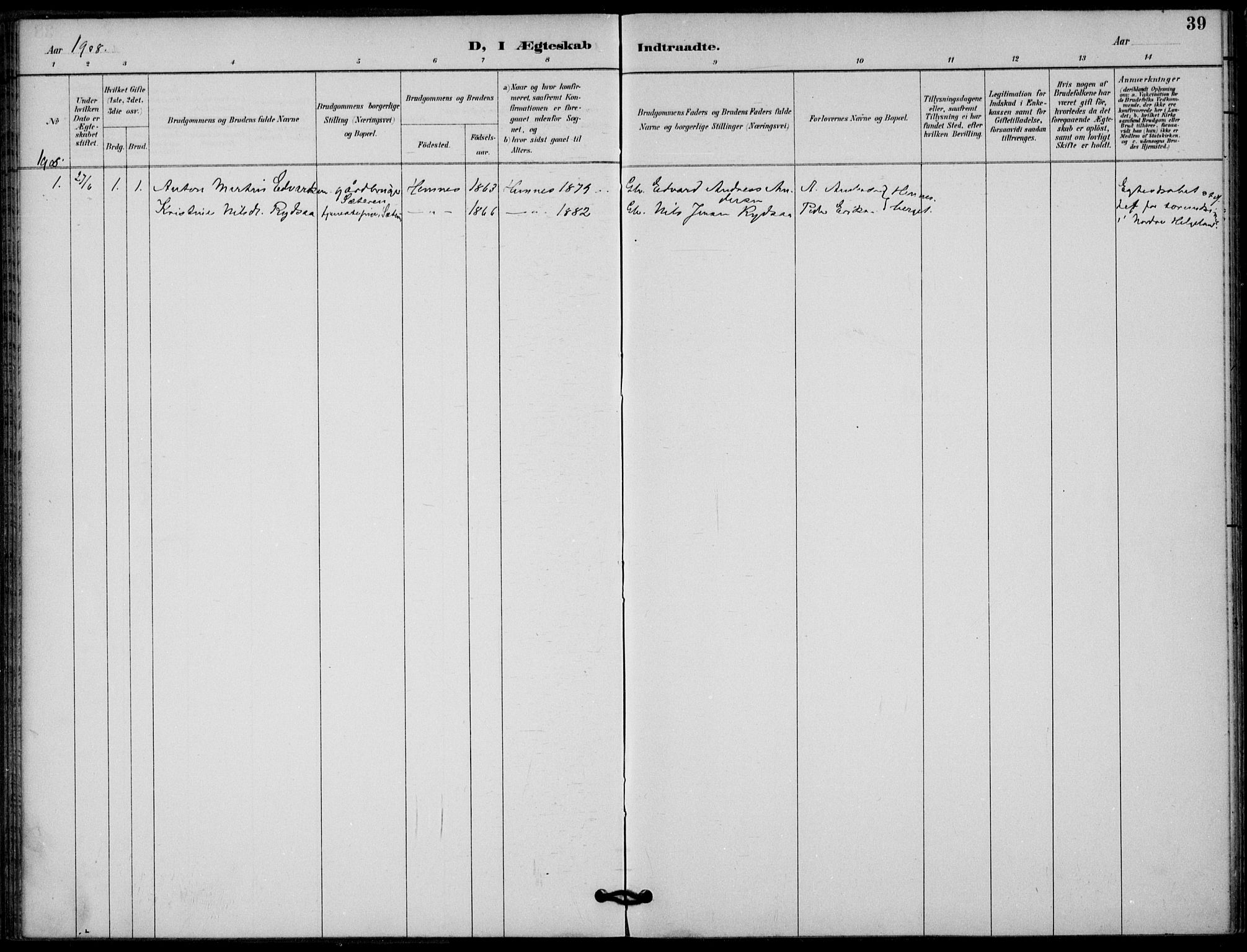 Ministerialprotokoller, klokkerbøker og fødselsregistre - Nordland, AV/SAT-A-1459/825/L0363: Ministerialbok nr. 825A17, 1890-1909, s. 39