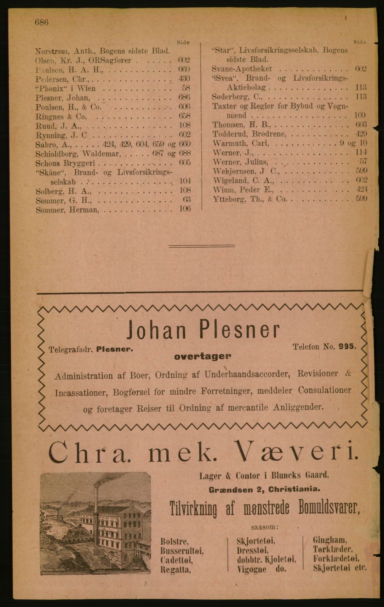 Kristiania/Oslo adressebok, PUBL/-, 1889, s. 686