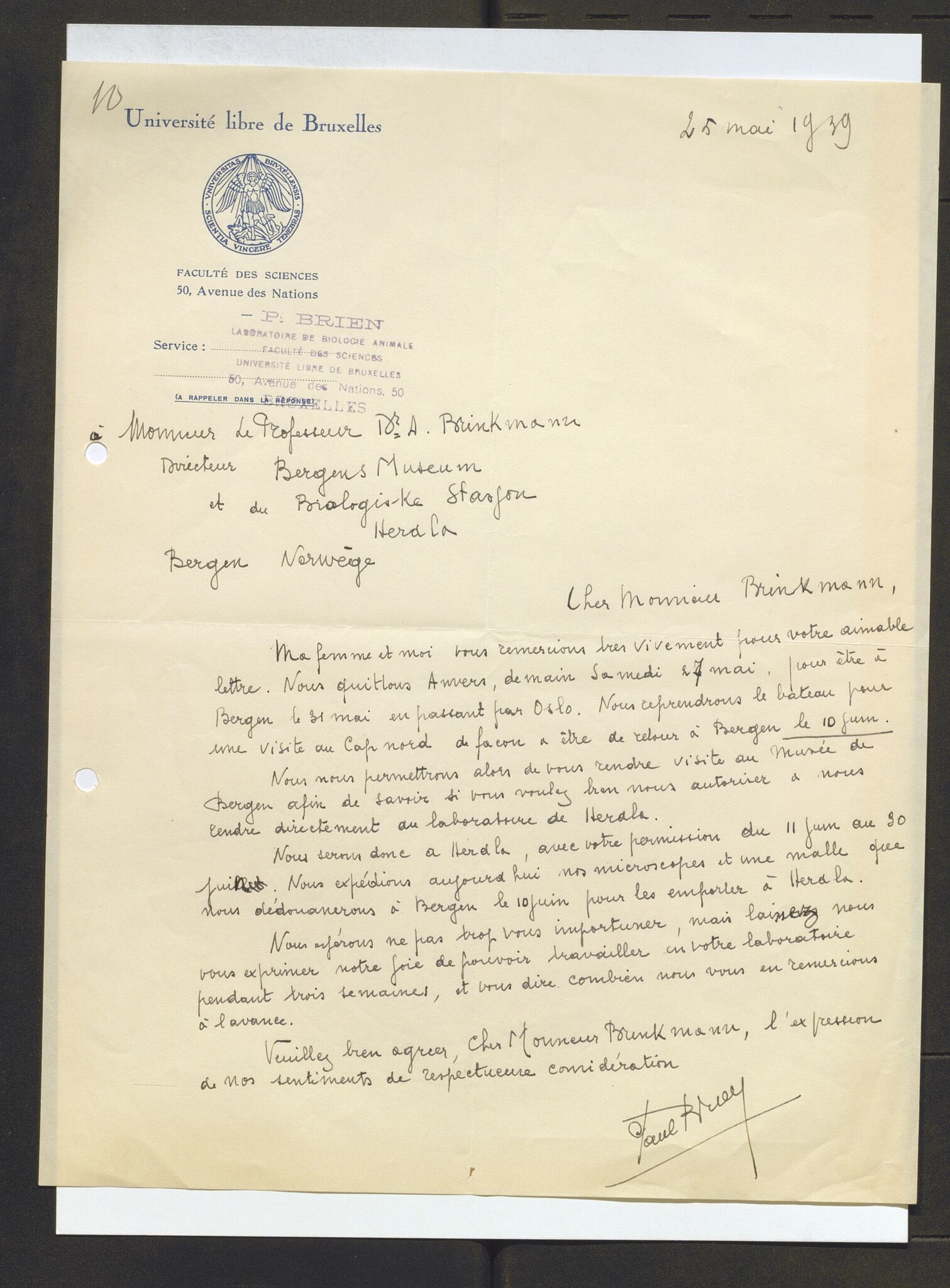 Bergens Museum, AV/SAB-A-17301/13/D/L0002: Korrespondanse , 1928-1940, s. 359