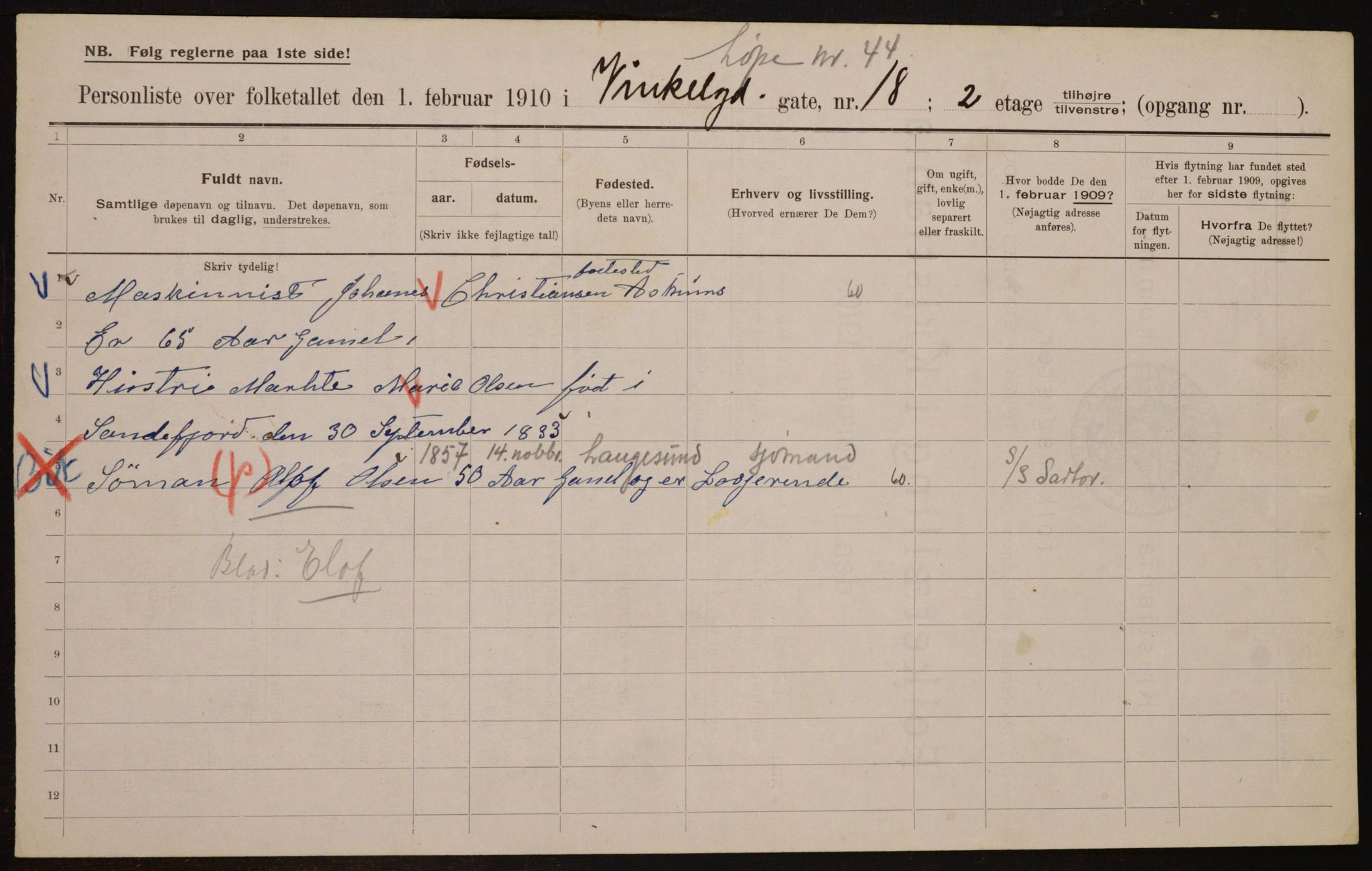 OBA, Kommunal folketelling 1.2.1910 for Kristiania, 1910, s. 117720