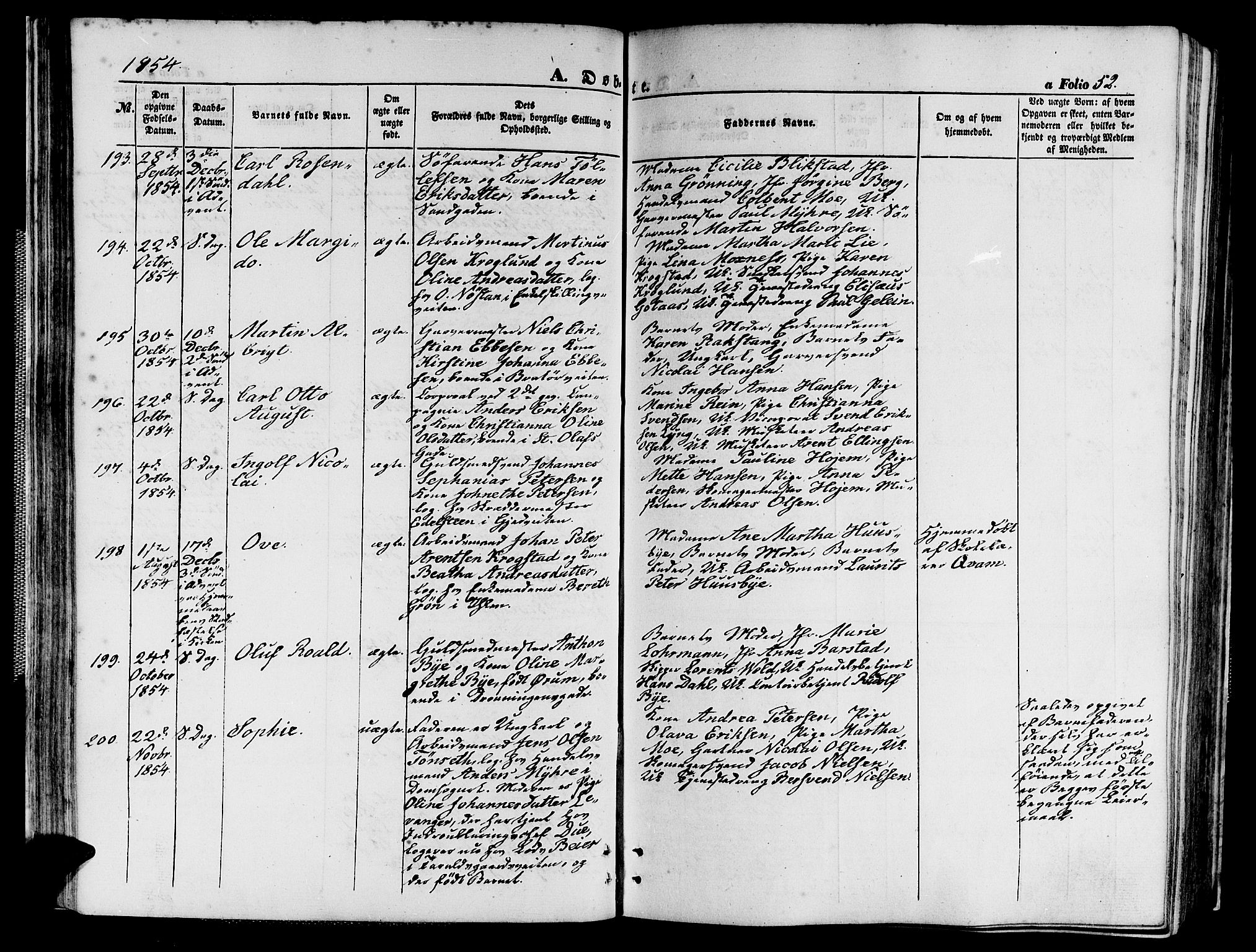 Ministerialprotokoller, klokkerbøker og fødselsregistre - Sør-Trøndelag, AV/SAT-A-1456/602/L0138: Klokkerbok nr. 602C06, 1853-1858, s. 52