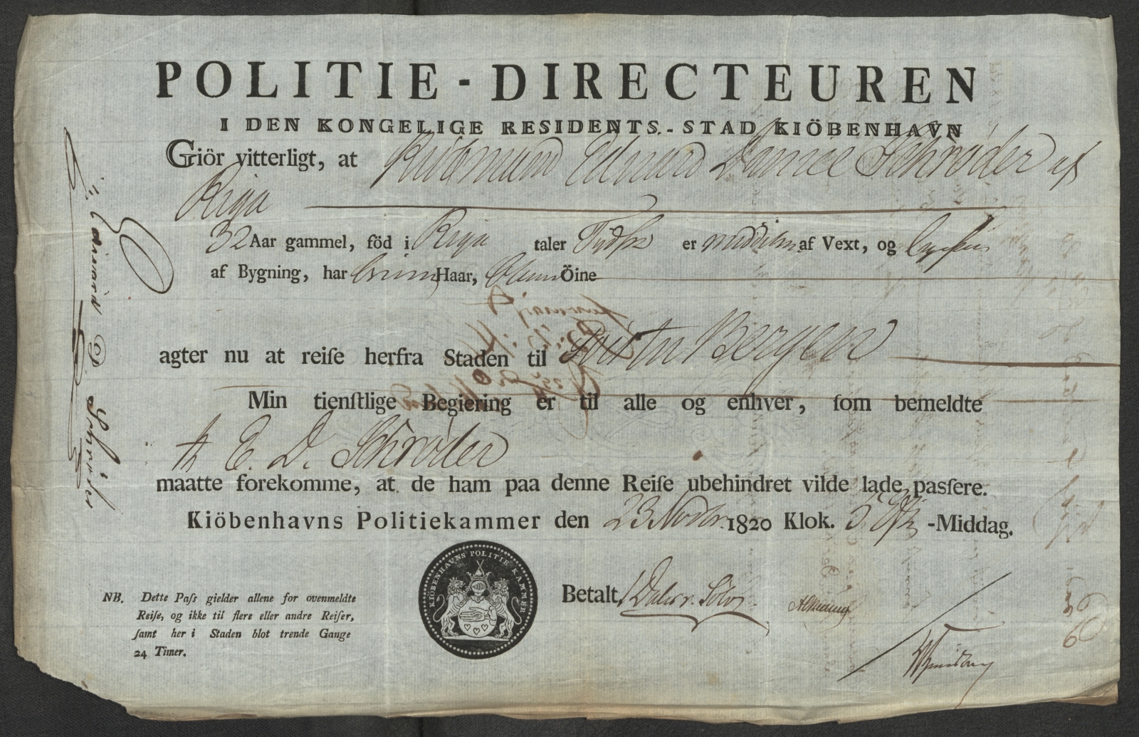 Bergen politikammer / politidistrikt, SAB/A-60401/L.b, 1816-1822, s. 133