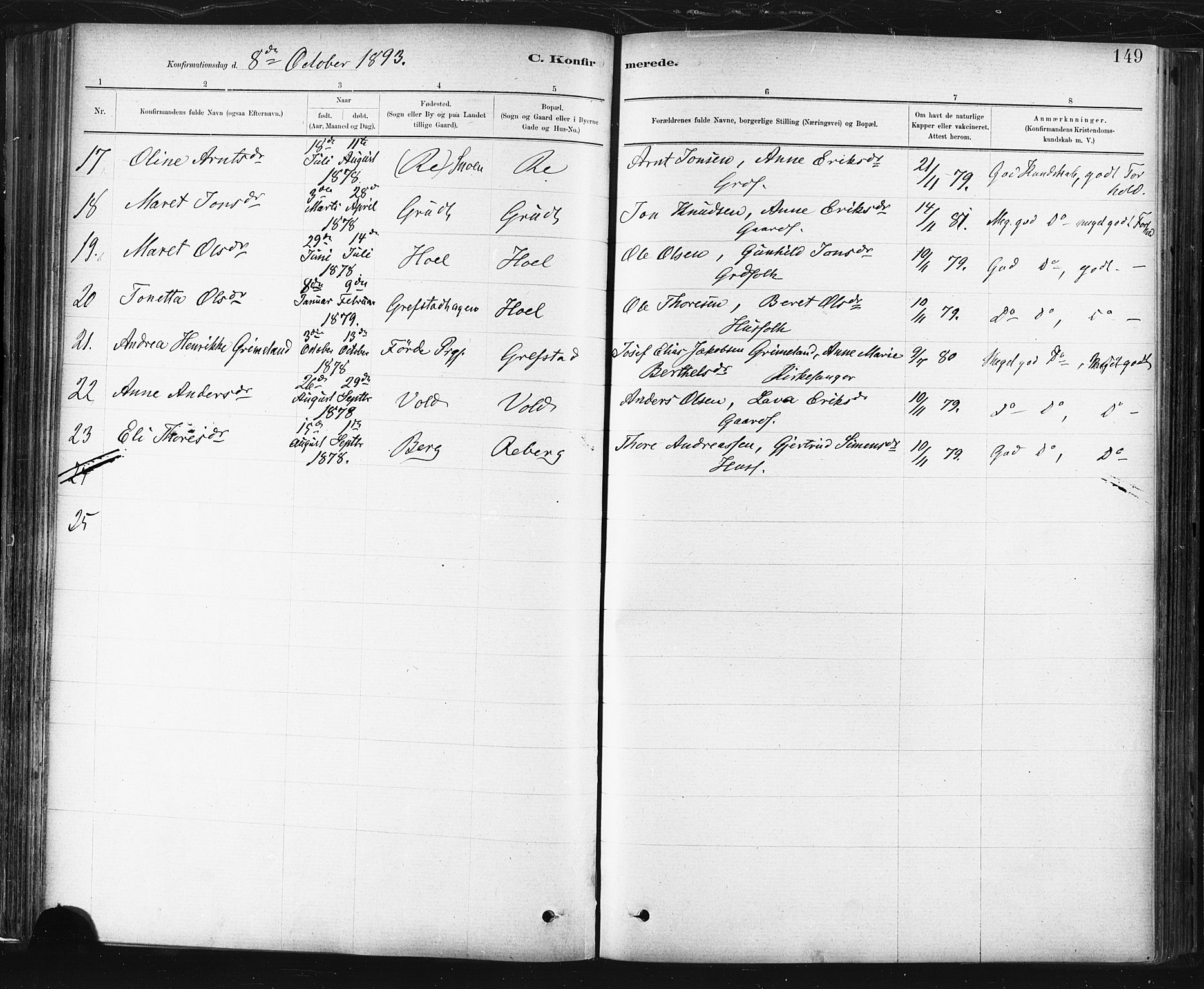 Ministerialprotokoller, klokkerbøker og fødselsregistre - Sør-Trøndelag, SAT/A-1456/672/L0857: Ministerialbok nr. 672A09, 1882-1893, s. 149