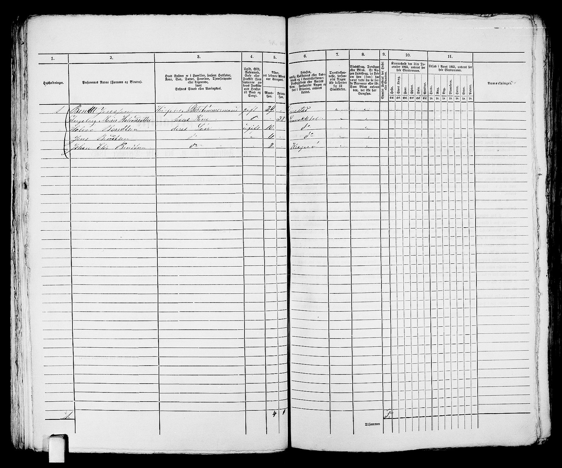 RA, Folketelling 1865 for 0801B Kragerø prestegjeld, Kragerø kjøpstad, 1865, s. 130