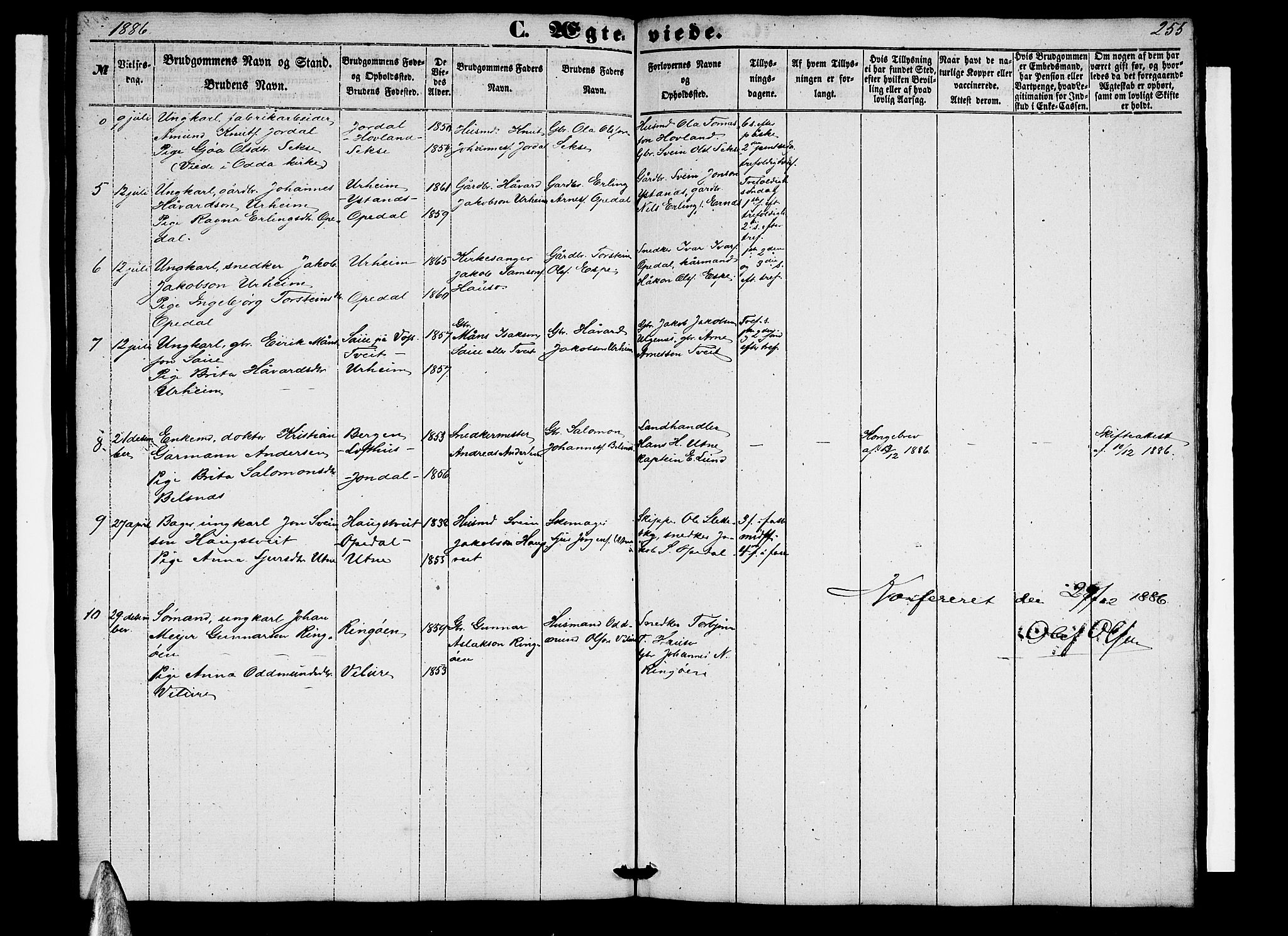 Ullensvang sokneprestembete, AV/SAB-A-78701/H/Hab: Klokkerbok nr. B 10, 1858-1886, s. 255