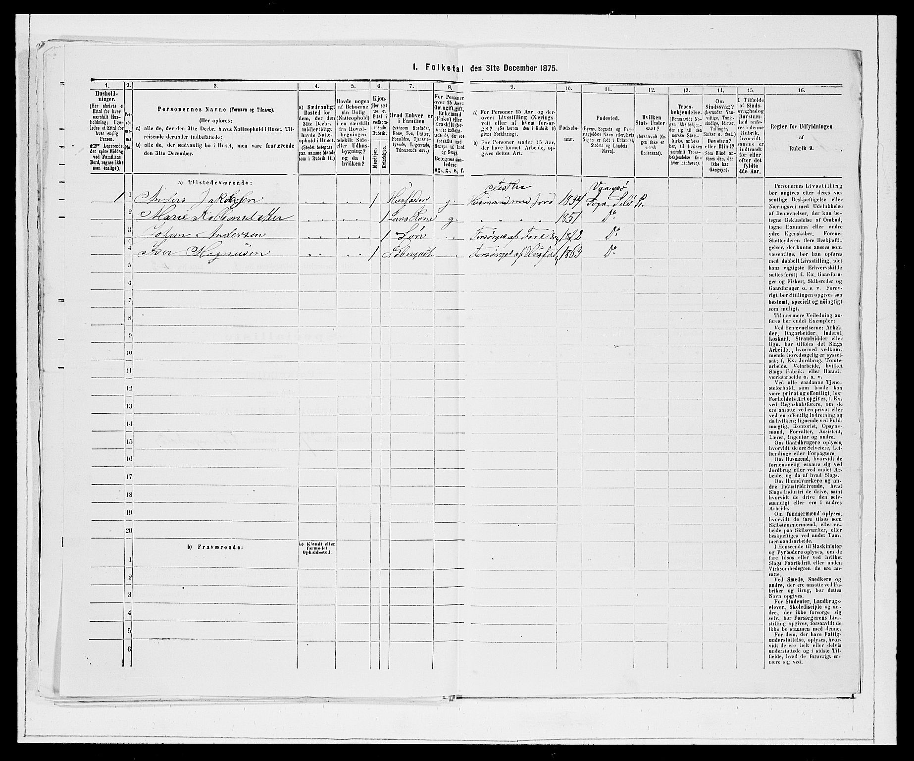 SAB, Folketelling 1875 for 1441P Selje prestegjeld, 1875, s. 459