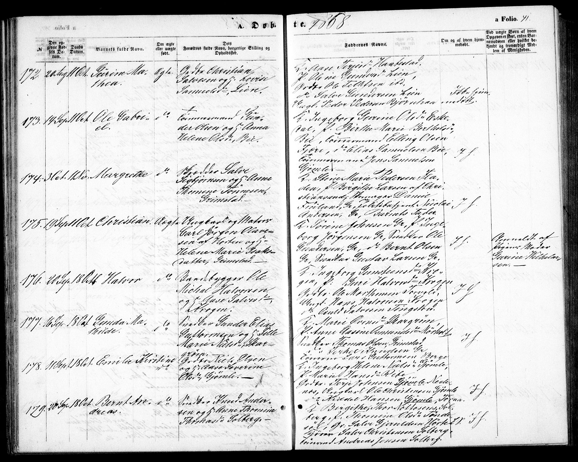 Fjære sokneprestkontor, AV/SAK-1111-0011/F/Fb/L0009: Klokkerbok nr. B 9, 1867-1870, s. 41