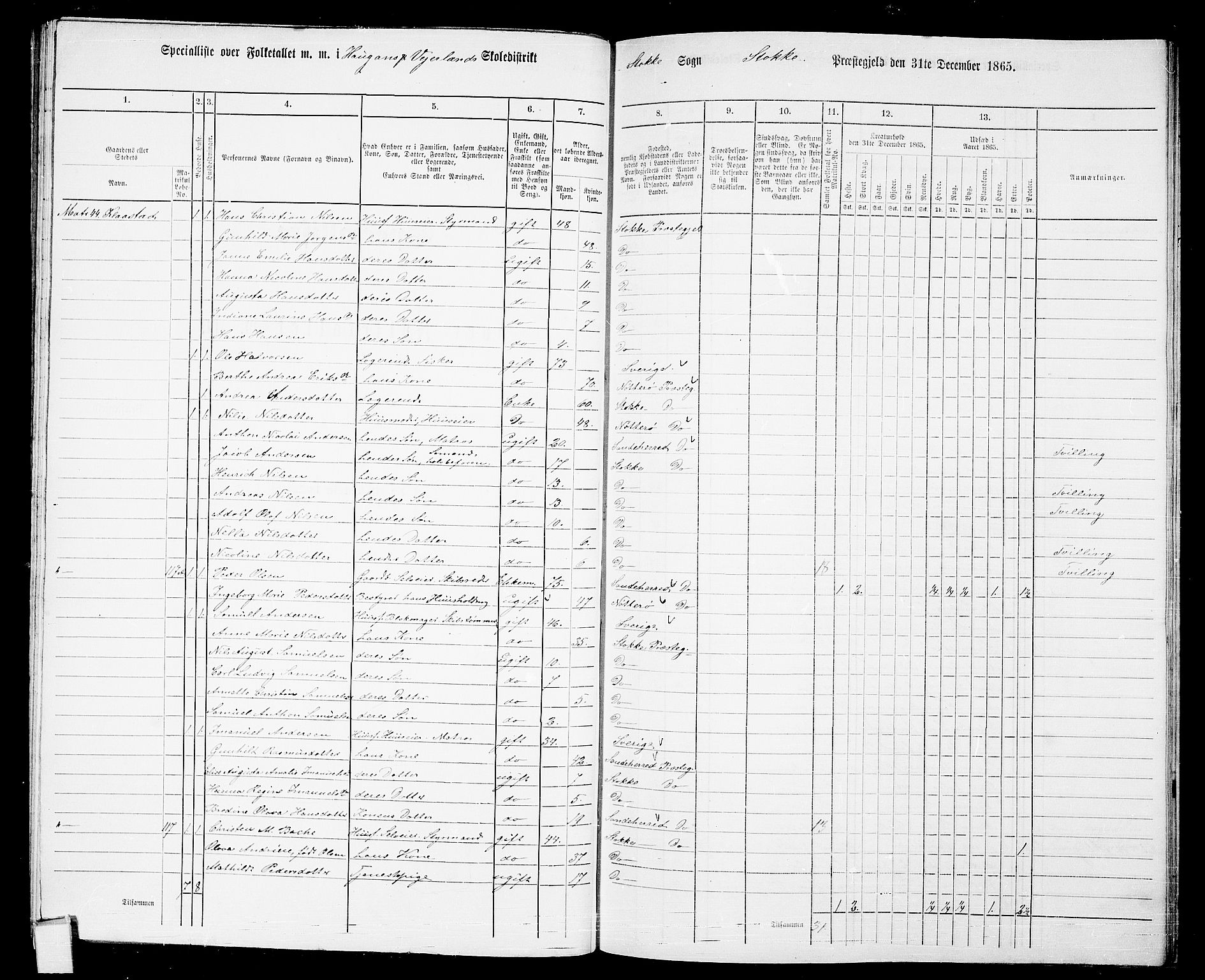 RA, Folketelling 1865 for 0720P Stokke prestegjeld, 1865, s. 94