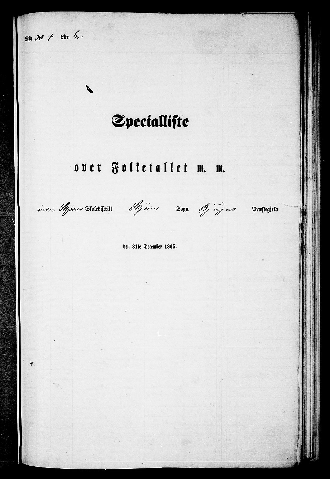 RA, Folketelling 1865 for 1627P Bjugn prestegjeld, 1865, s. 107
