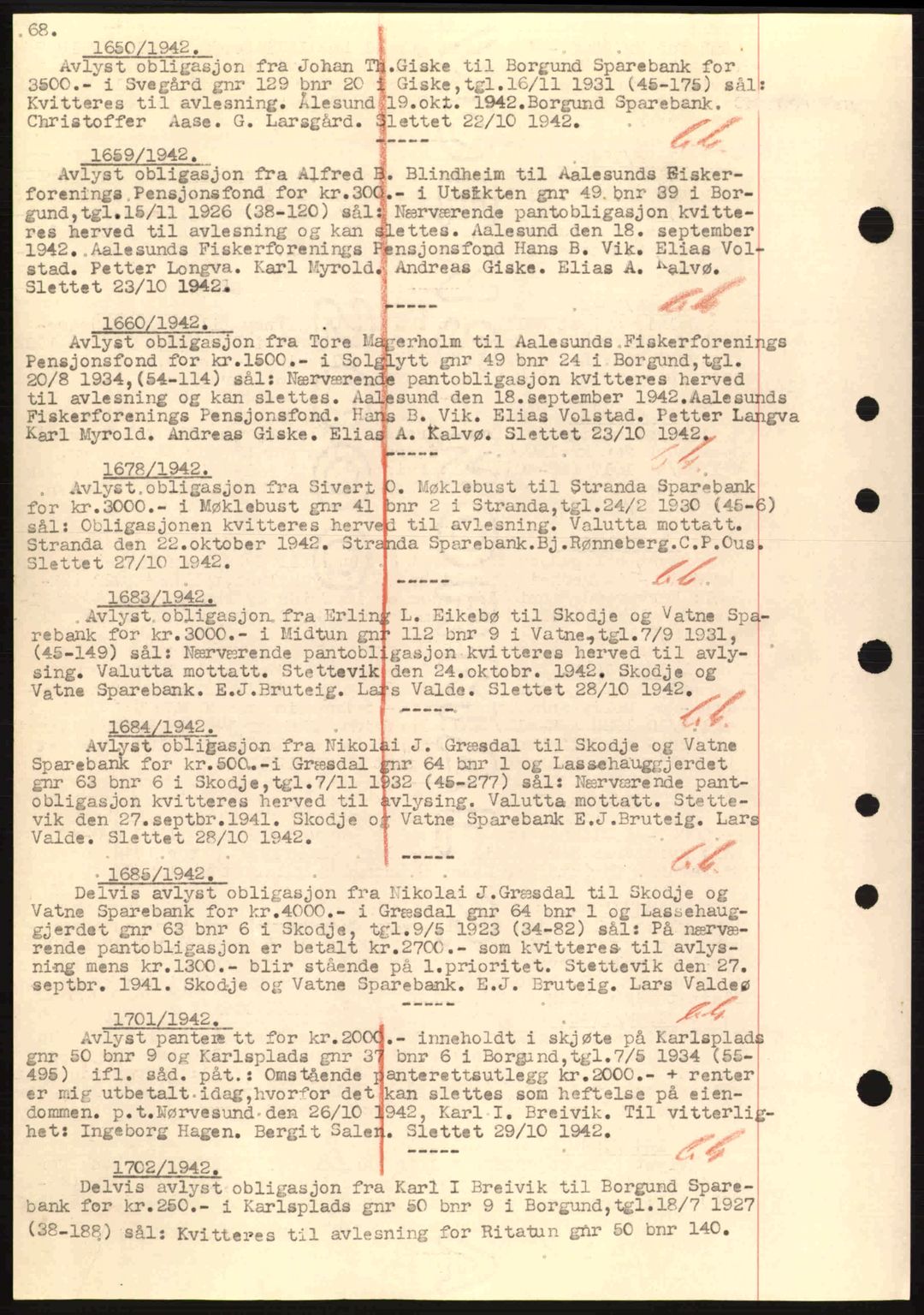 Nordre Sunnmøre sorenskriveri, SAT/A-0006/1/2/2C/2Ca: Pantebok nr. B1-6, 1938-1942, Dagboknr: 1650/1942