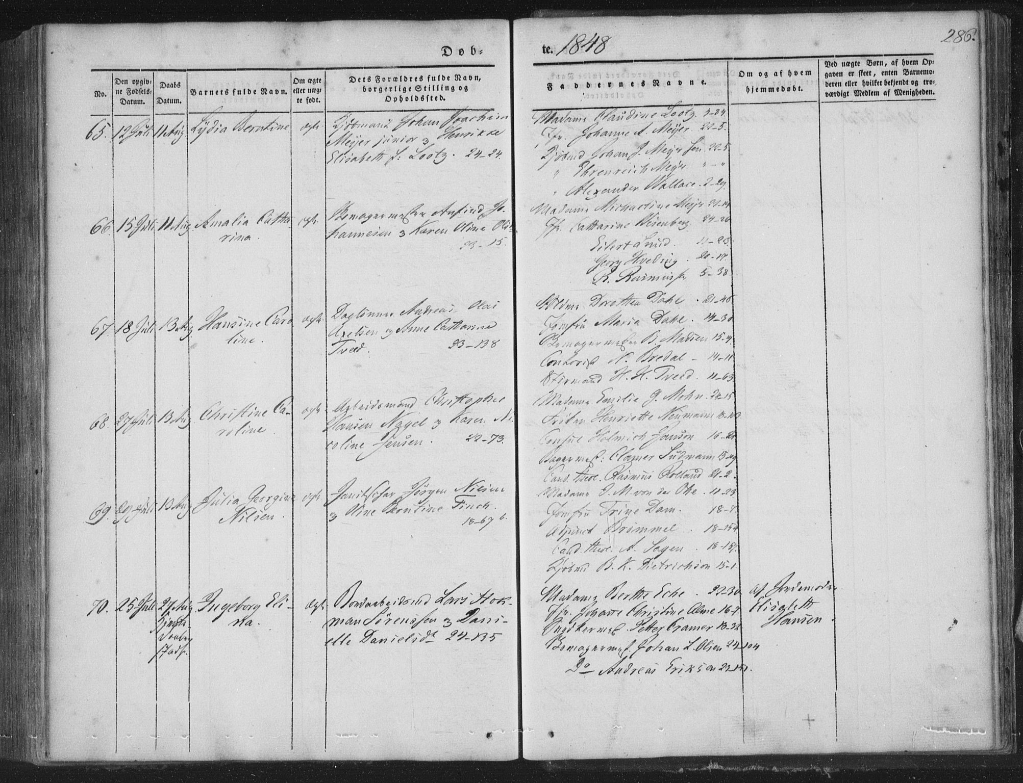 Korskirken sokneprestembete, SAB/A-76101/H/Haa/L0016: Ministerialbok nr. B 2, 1841-1851, s. 286