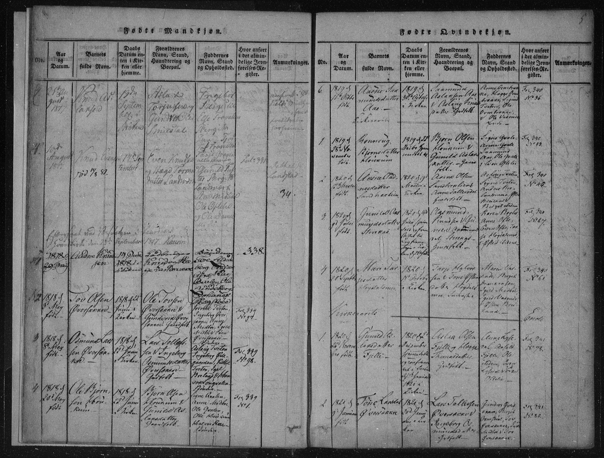 Lårdal kirkebøker, SAKO/A-284/F/Fc/L0001: Ministerialbok nr. III 1, 1815-1860, s. 5
