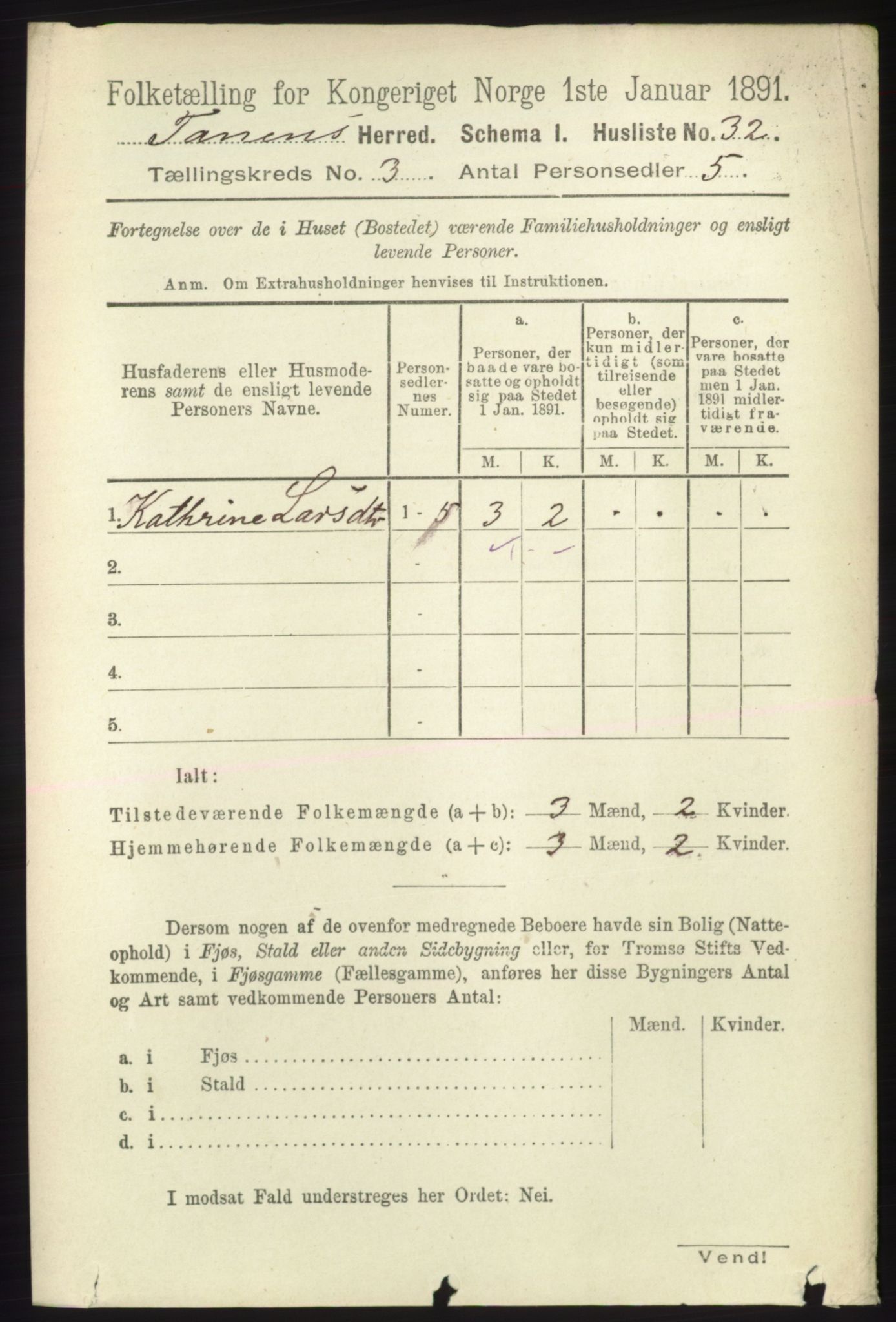 RA, Folketelling 1891 for 2025 Tana herred, 1891, s. 1501