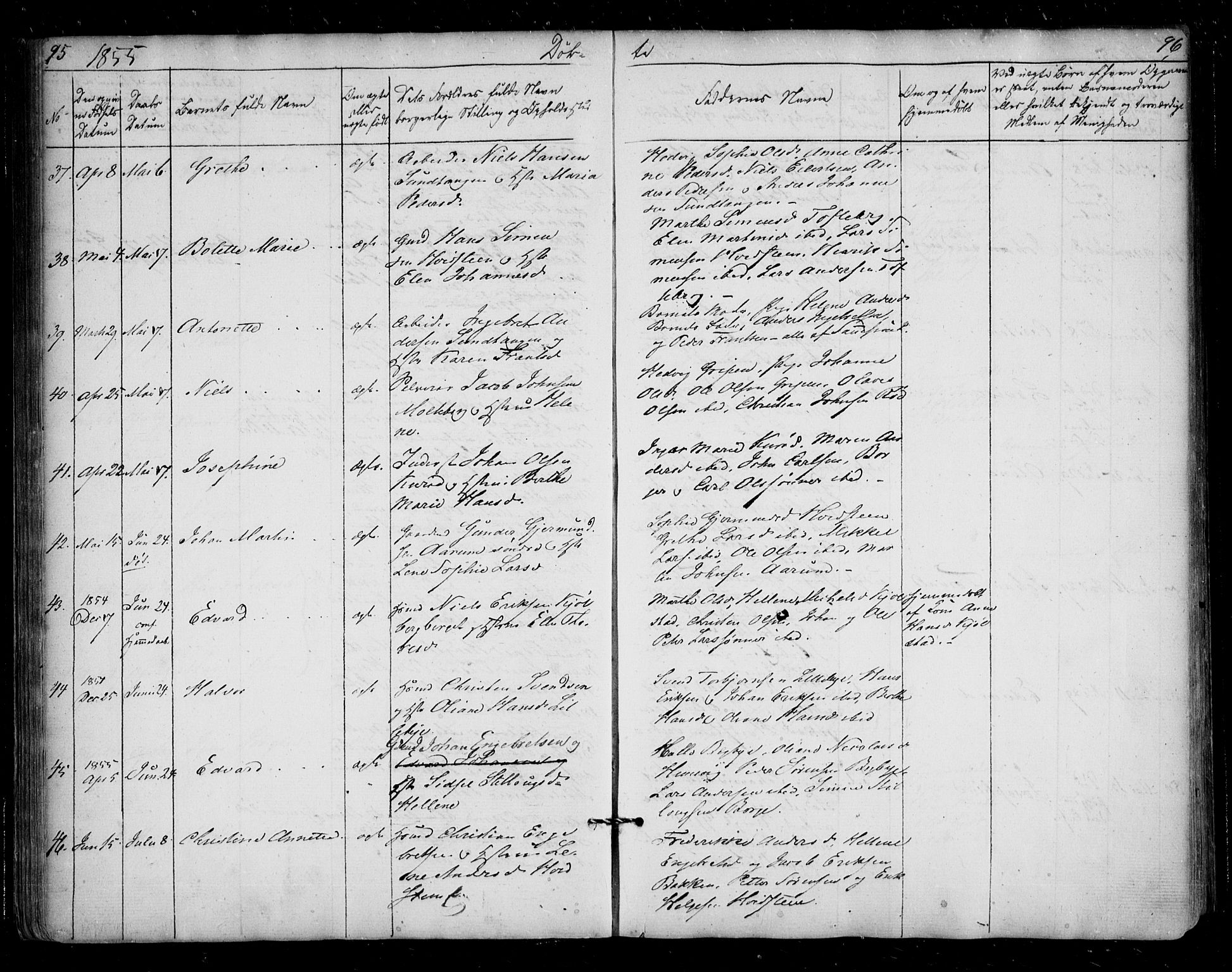 Borge prestekontor Kirkebøker, AV/SAO-A-10903/F/Fa/L0005: Ministerialbok nr. I 5, 1848-1860, s. 95-96