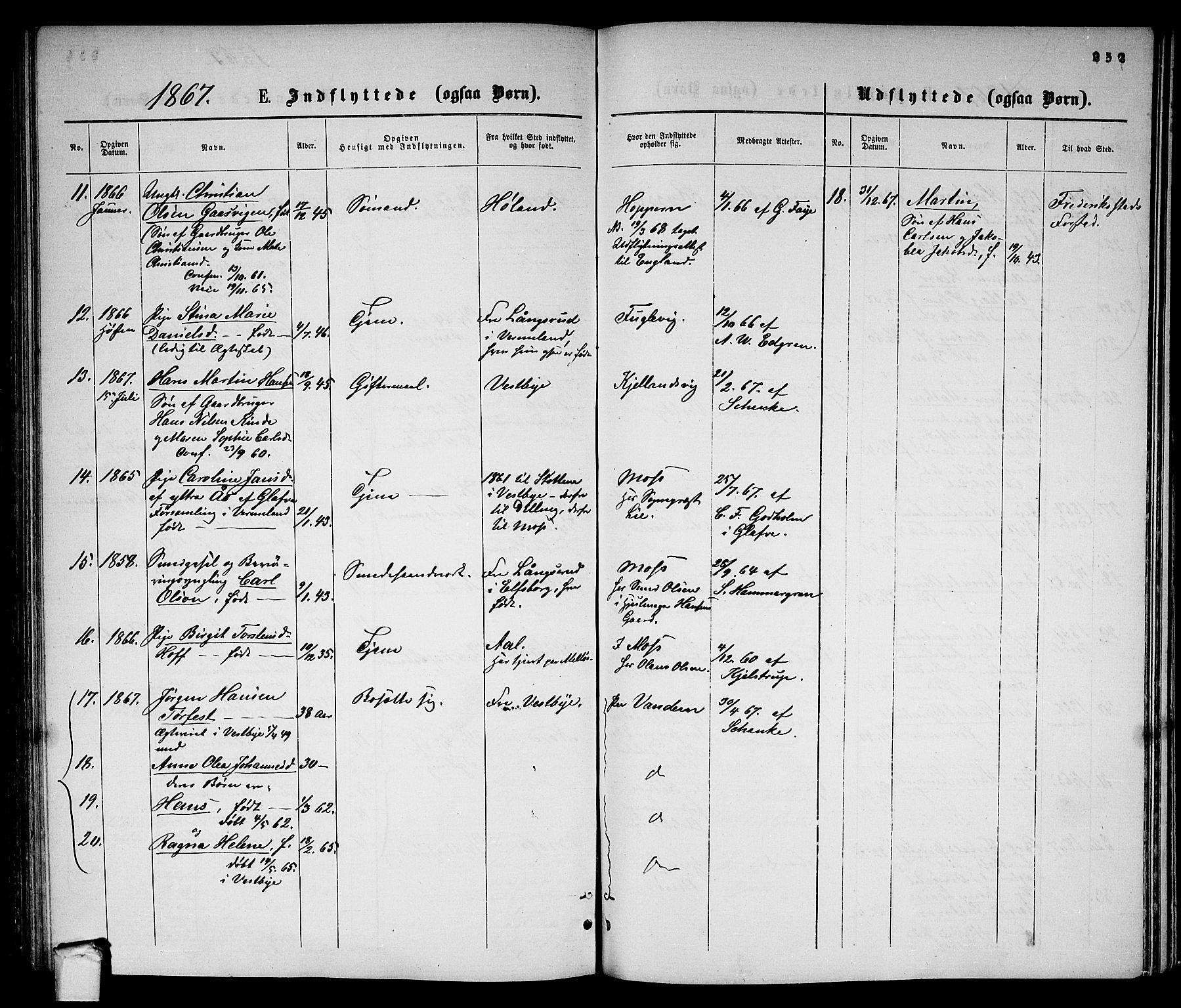 Moss prestekontor Kirkebøker, AV/SAO-A-2003/G/Ga/L0003: Klokkerbok nr. I 3, 1861-1872, s. 252