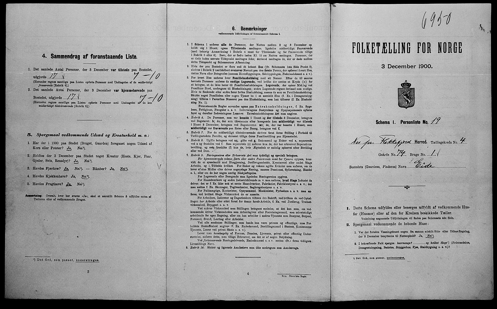 SAK, Folketelling 1900 for 1043 Nes herred, 1900, s. 589
