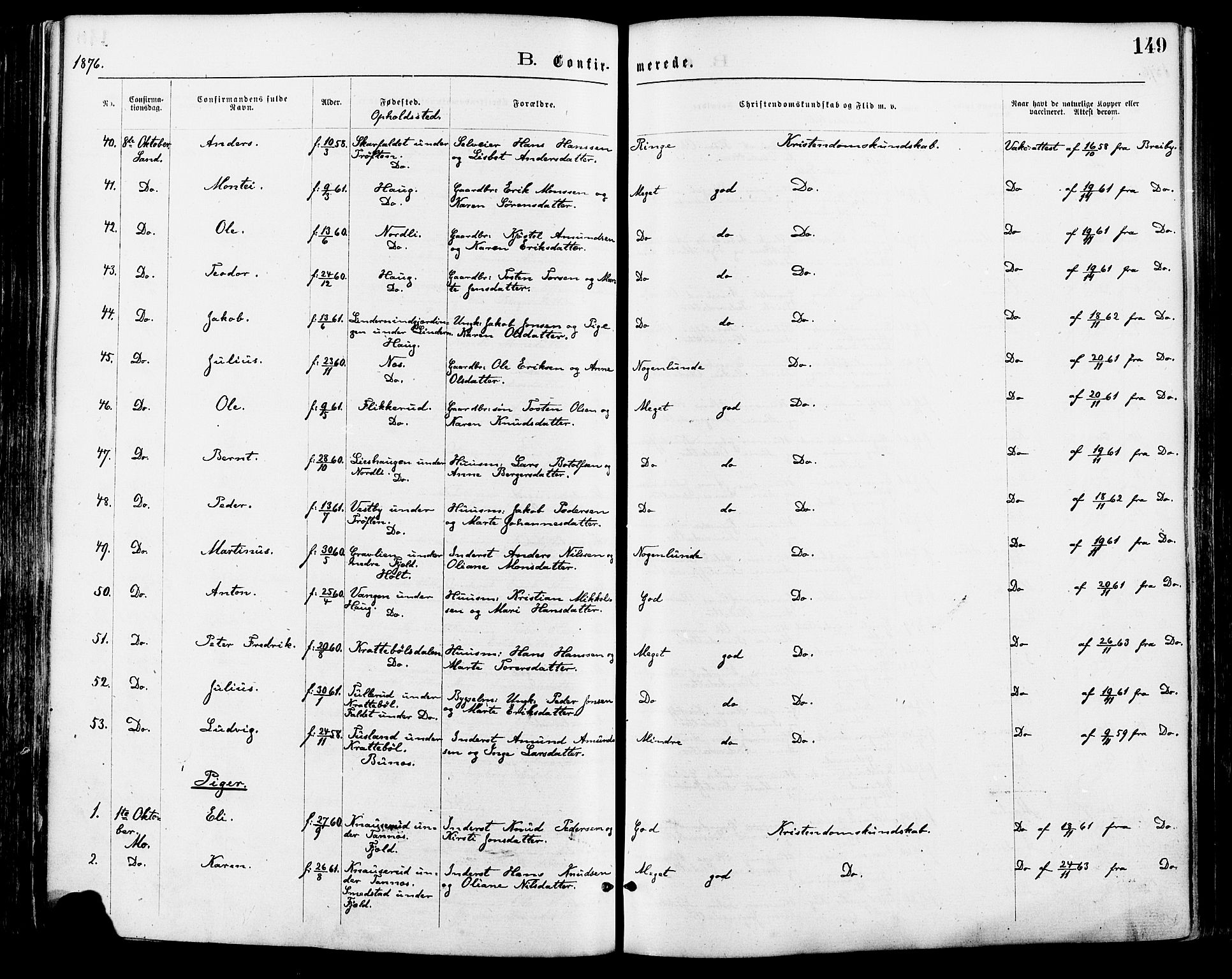 Nord-Odal prestekontor, AV/SAH-PREST-032/H/Ha/Haa/L0005: Ministerialbok nr. 5, 1874-1885, s. 149