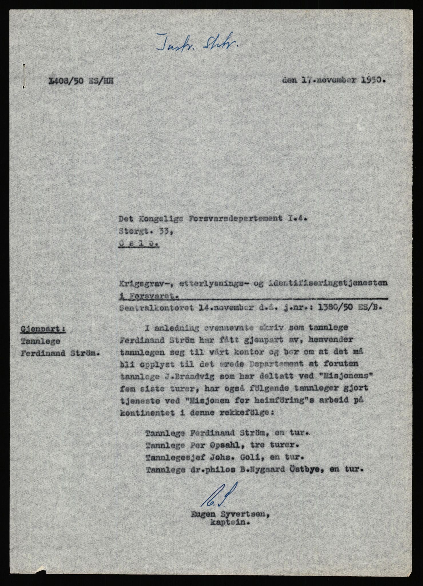 Krigsgravtjenesten, RA/S-7020/D/Da/L0001: Administrasjon m.m., 1950-1966, s. 81