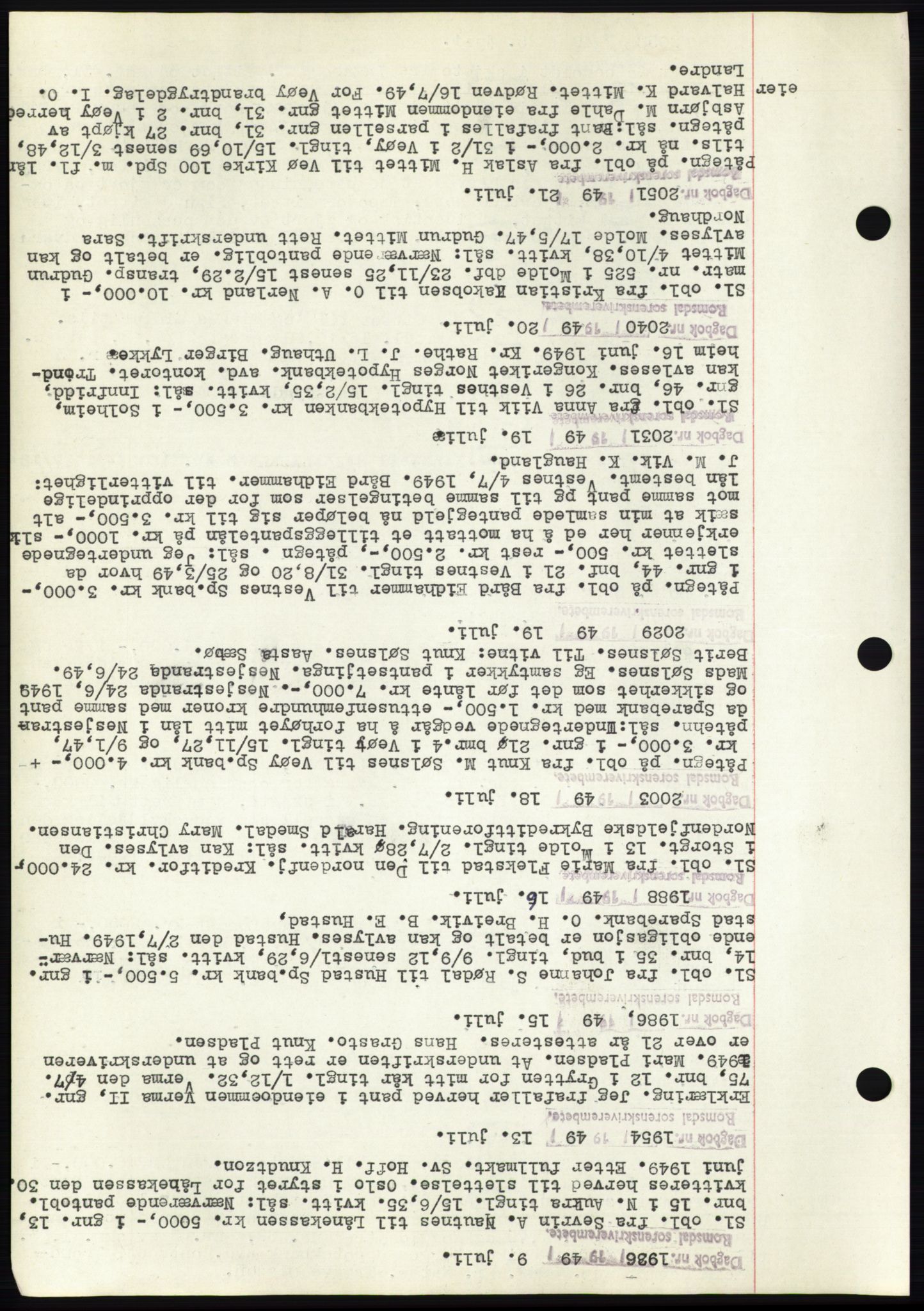 Romsdal sorenskriveri, SAT/A-4149/1/2/2C: Pantebok nr. C2, 1949-1951, Dagboknr: 1936/1949