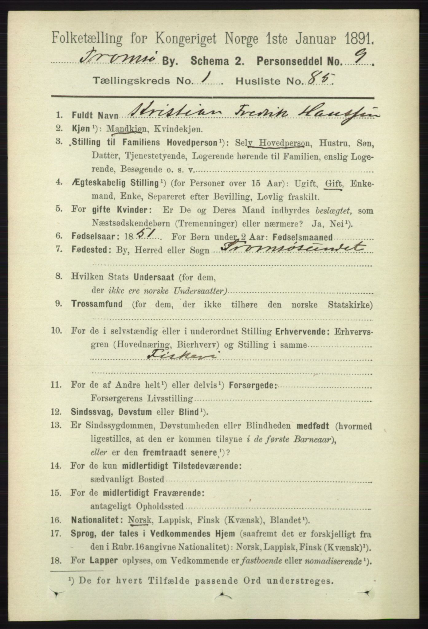 RA, Folketelling 1891 for 1902 Tromsø kjøpstad, 1891, s. 1155